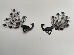 Mid-century Pair of Peacock Decorative Wall Hanging Plaques, 1960s, Germany