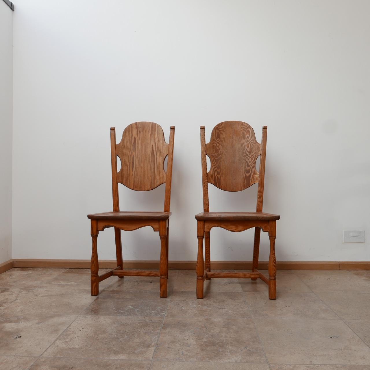 Wood Mid-Century Pair of Pine Swedish Occasional Chairs