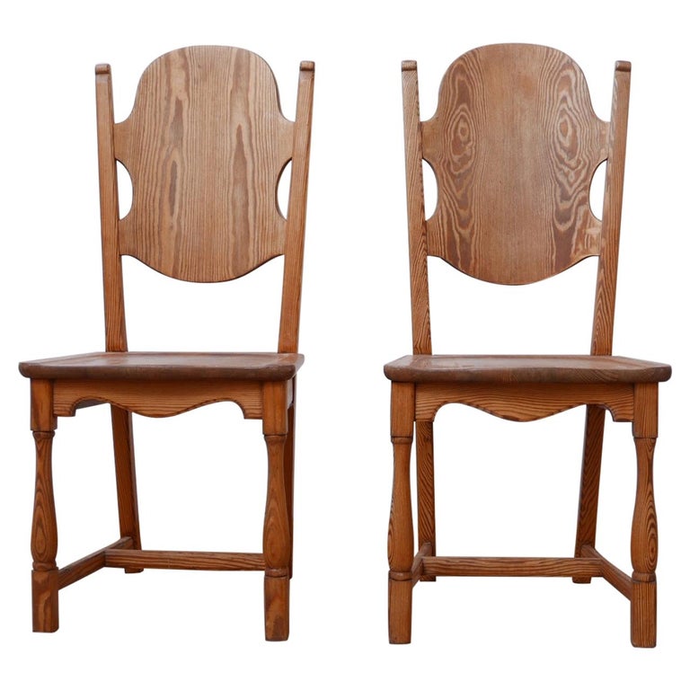 MidCentury Pair of Pine Swedish Occasional Chairs at 1stDibs