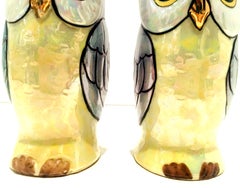 Midcentury Pair of Porcelain Japanese Luster Ware "Owl" Serving Pieces, Set of 2