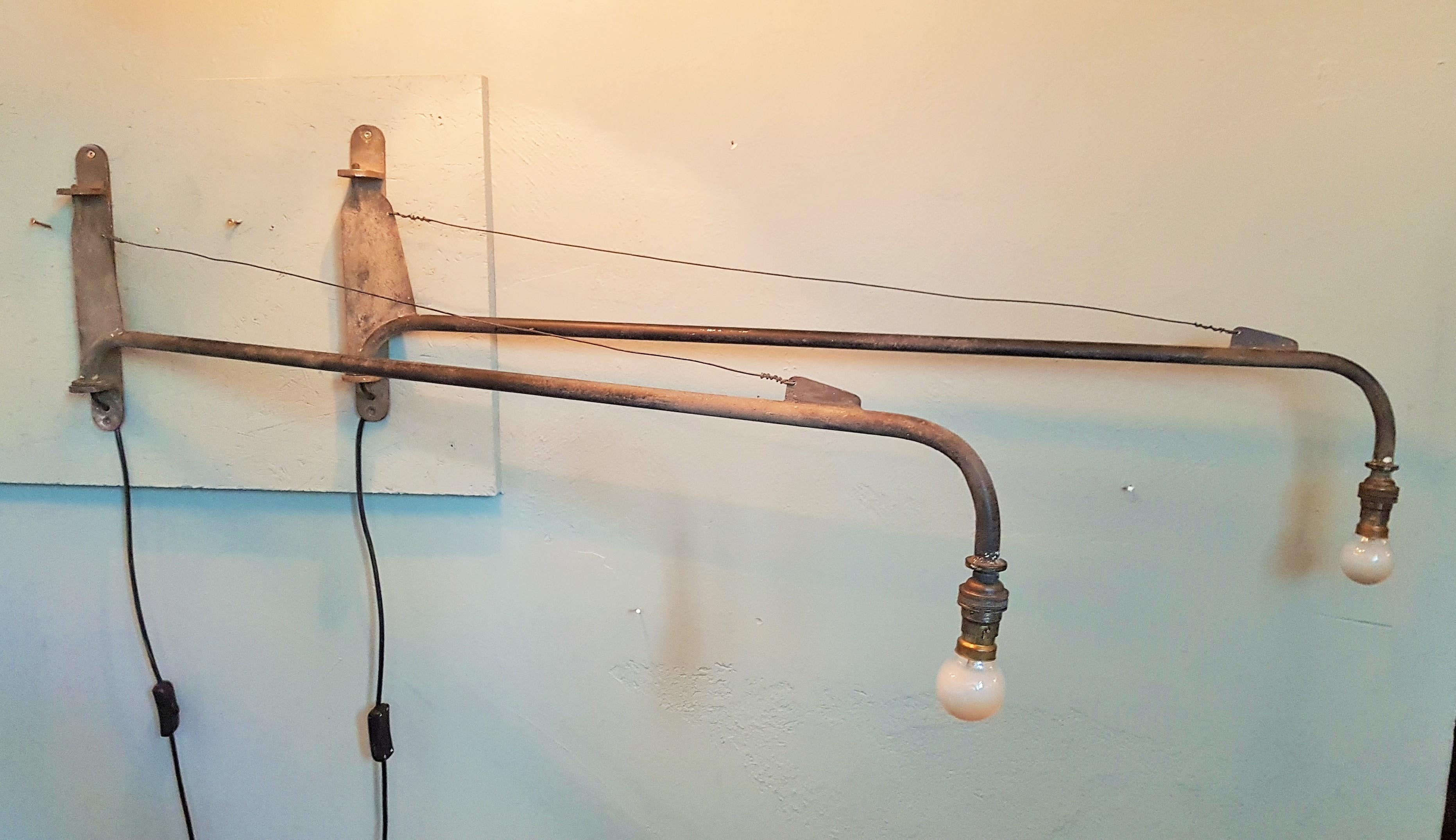 Midcentury Pair of Prouve Potence Swing Jib Wall Lamps, France 1950s For Sale 1