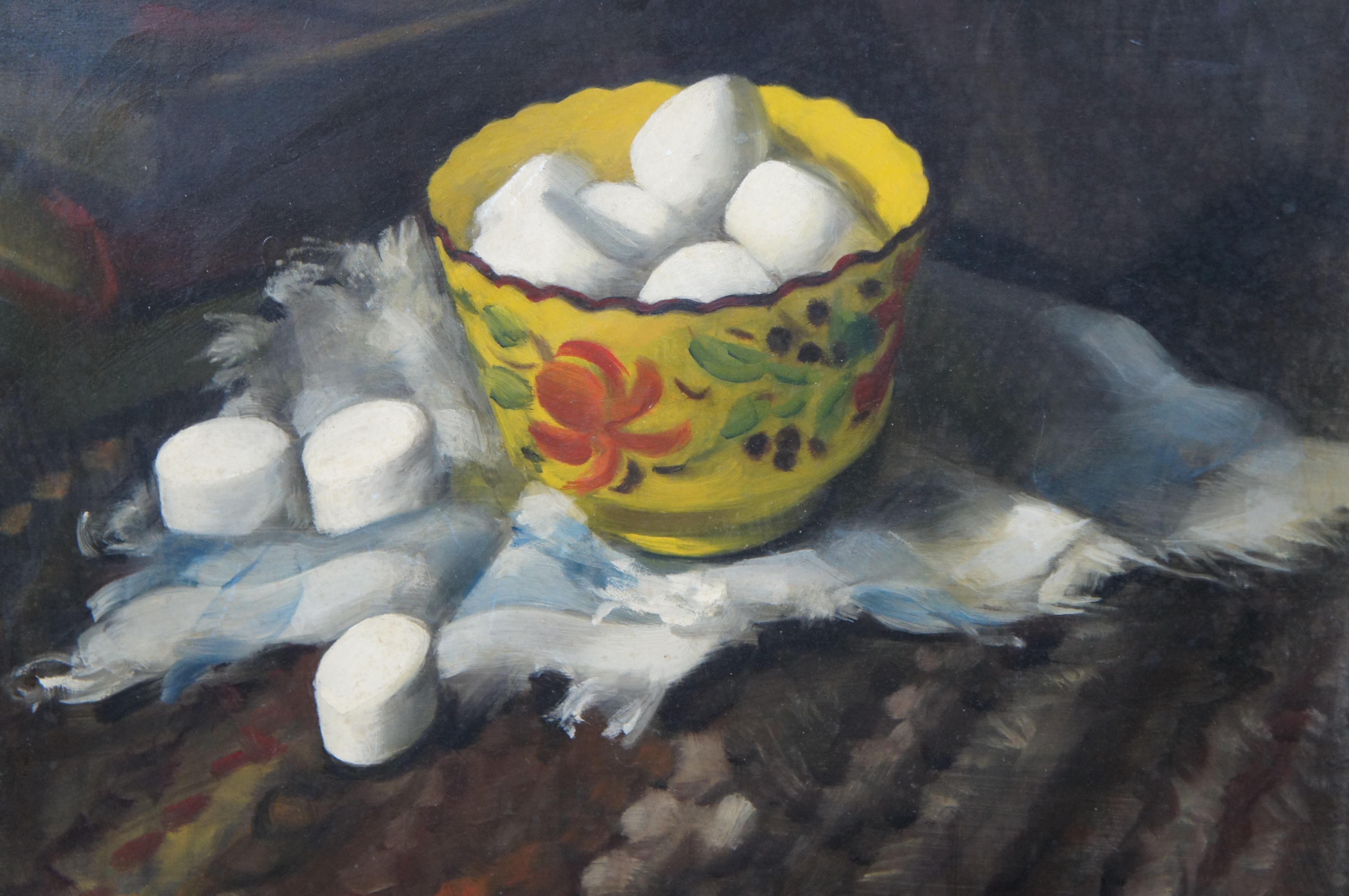 Mid-20th Century Mid Century Pair of Robert J Smith Still Life Oil Paintings on Board Framed 24