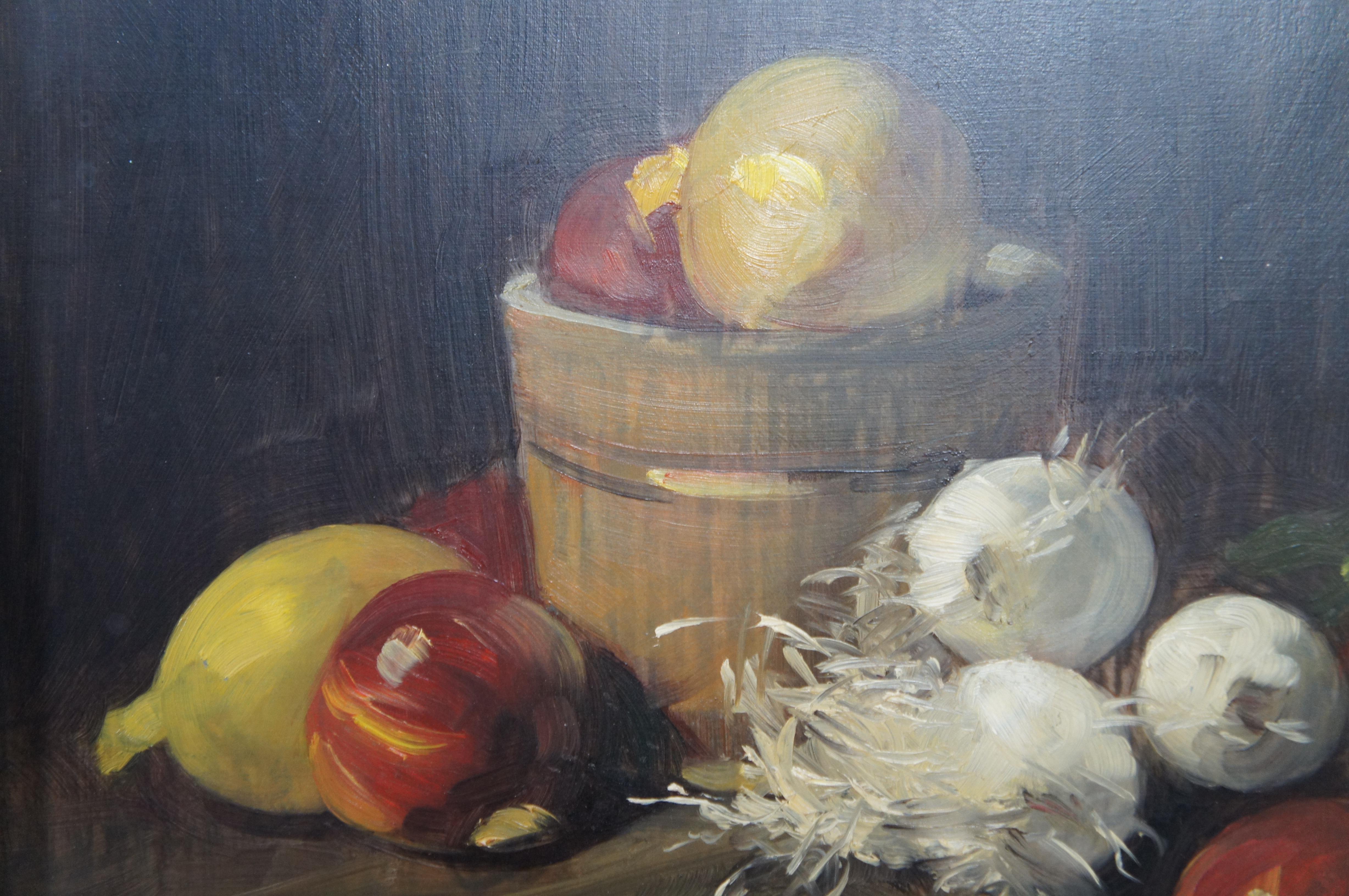 Mid Century Pair of Robert J Smith Still Life Oil Paintings on Board Framed 24