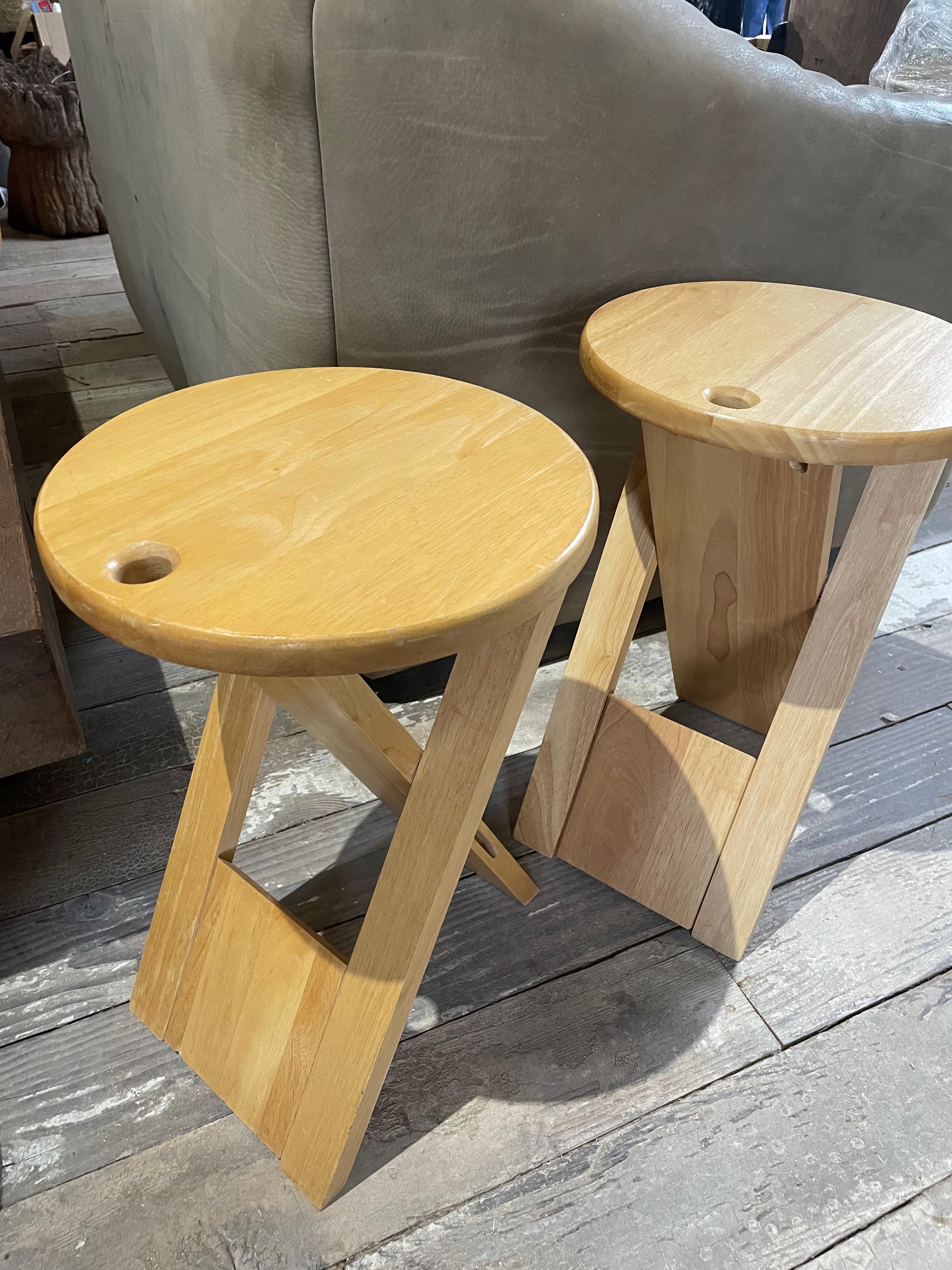 Mid-Century Pair of Roger Tallon TS Folding Stools for Sentou, France 1970s In Good Condition For Sale In San Angelo, TX