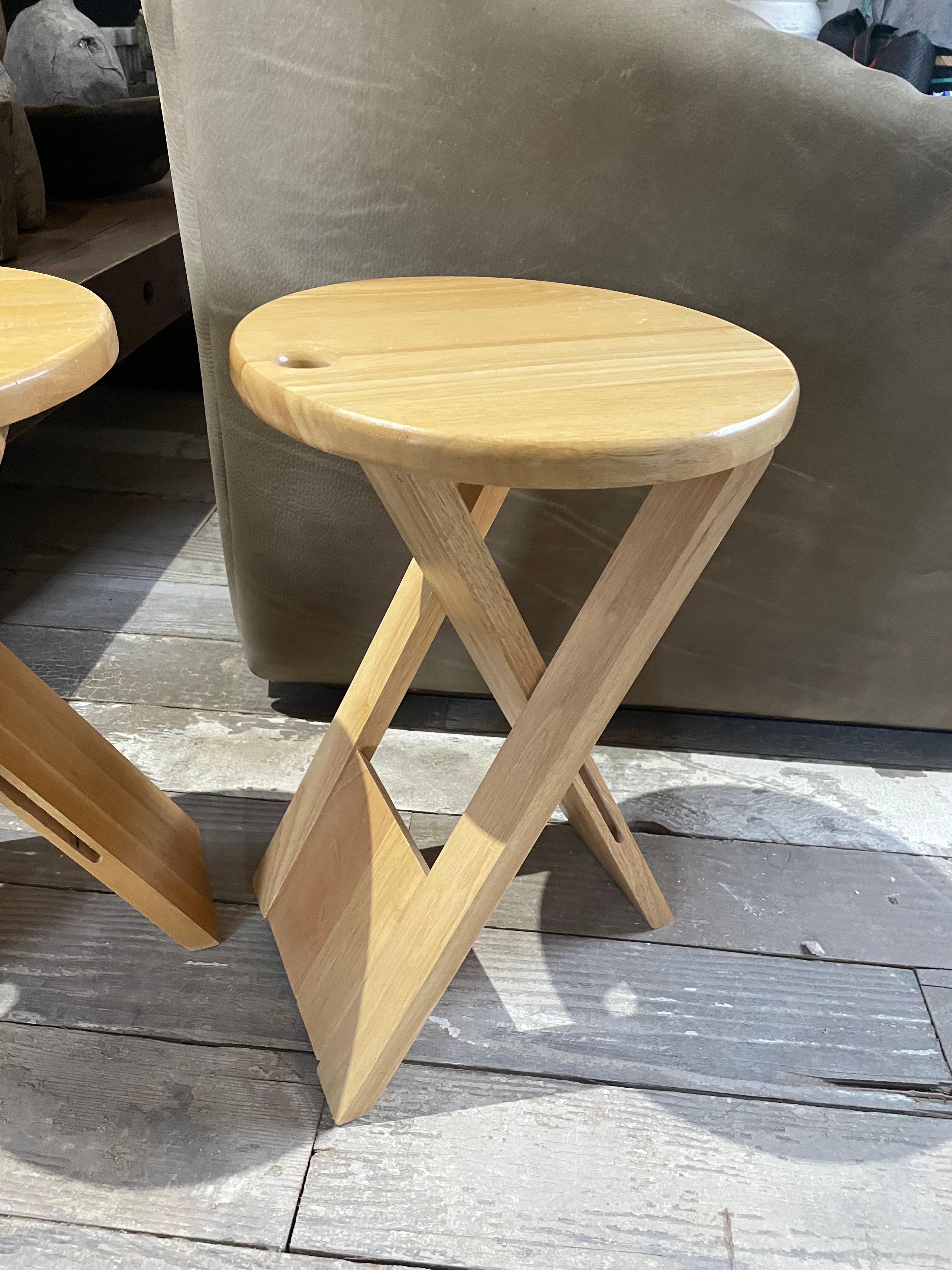 Late 20th Century Mid-Century Pair of Roger Tallon TS Folding Stools for Sentou, France 1970s For Sale