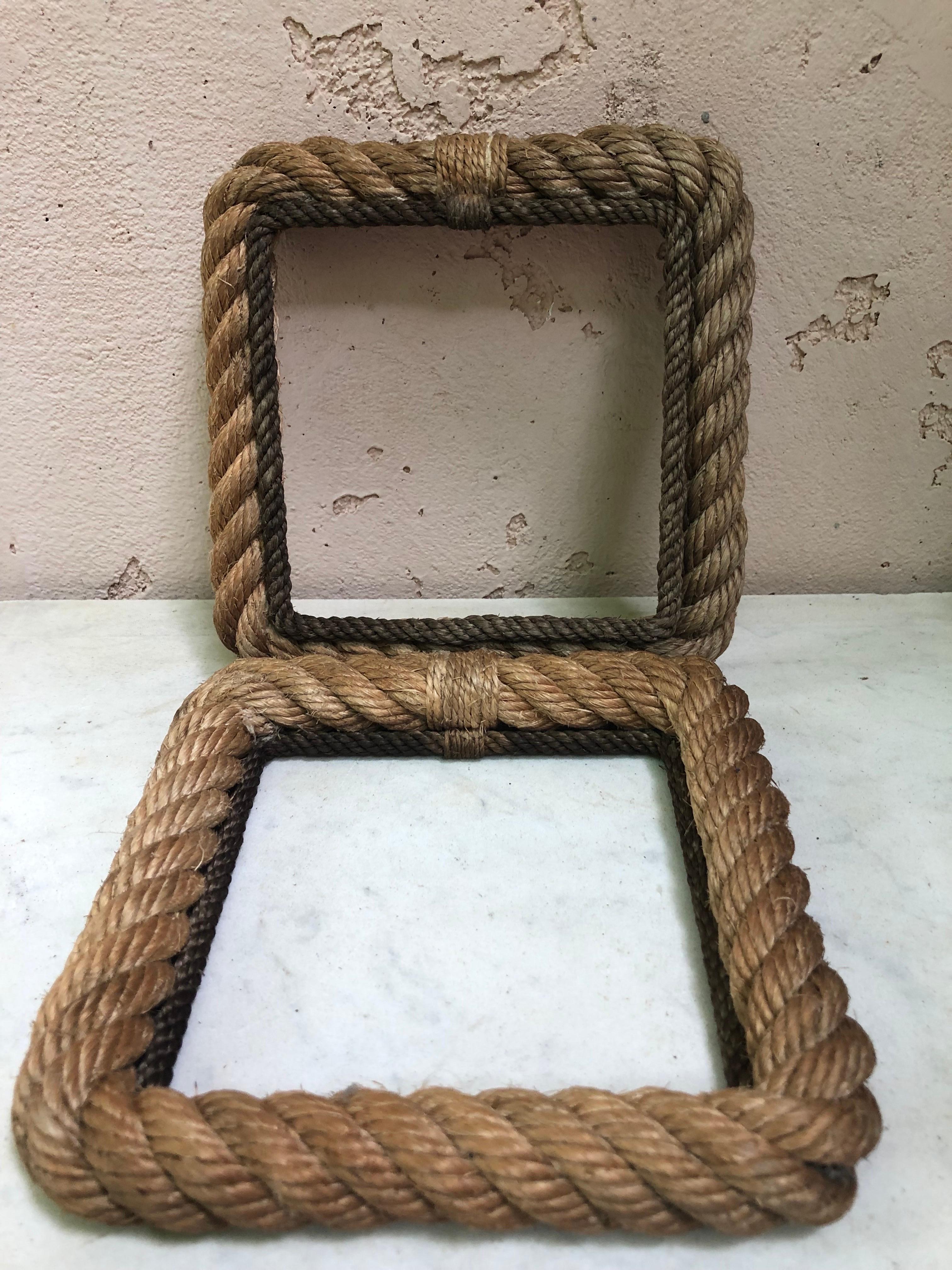 French Mid-Century Pair of Rope Frames Adrien Audoux & Frida Minet For Sale