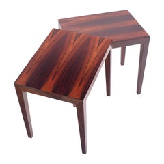 Midcentury Pair of Rosewood Side Tables by Severin Hansen for Haslev
