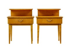 Mid century pair of Scandinavian elm bedside tables