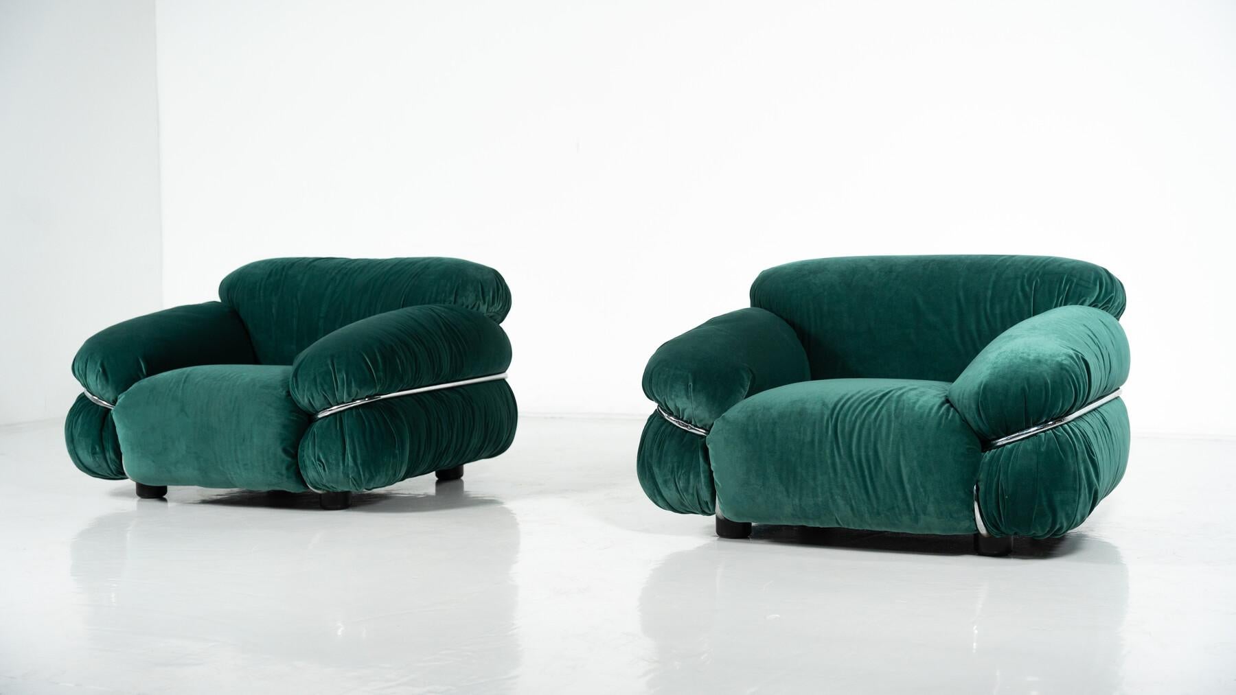 Coppia di poltrone Sesann di metà secolo di Gianfranco Frattini per Cassina, anni '70 in vendita 6