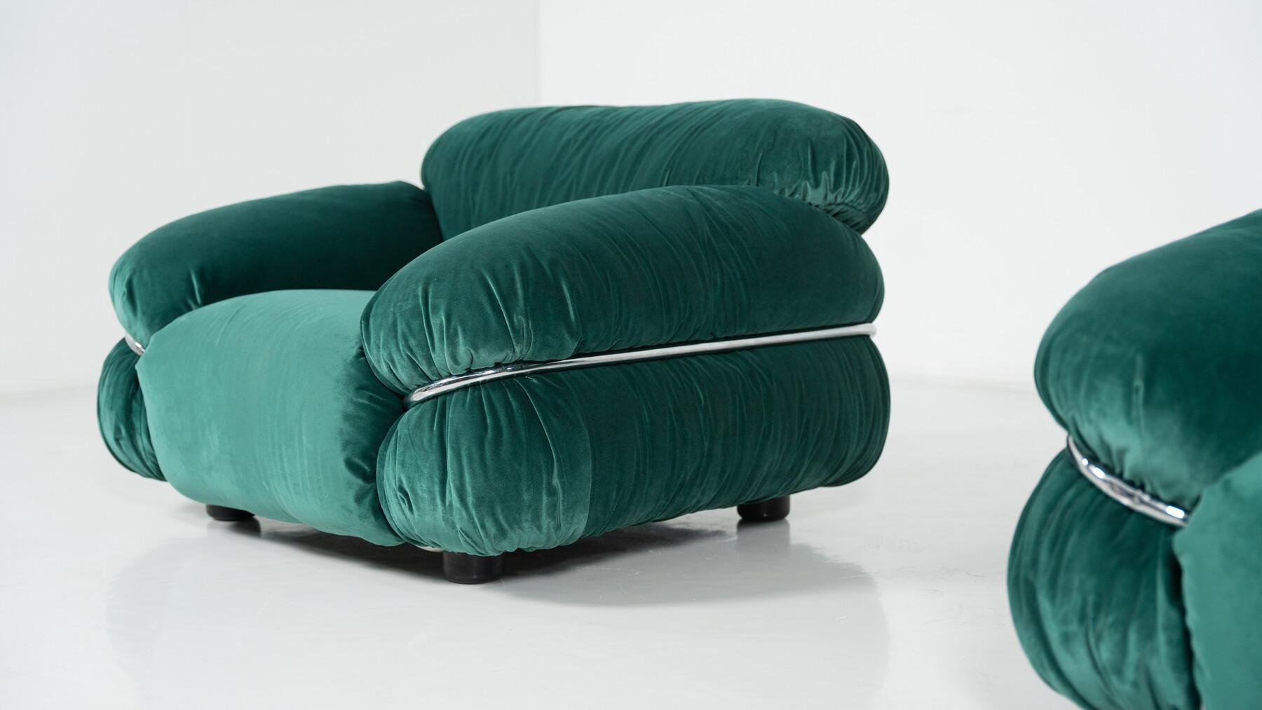 Mid-Century moderno Coppia di poltrone Sesann di metà secolo di Gianfranco Frattini per Cassina, anni '70 in vendita