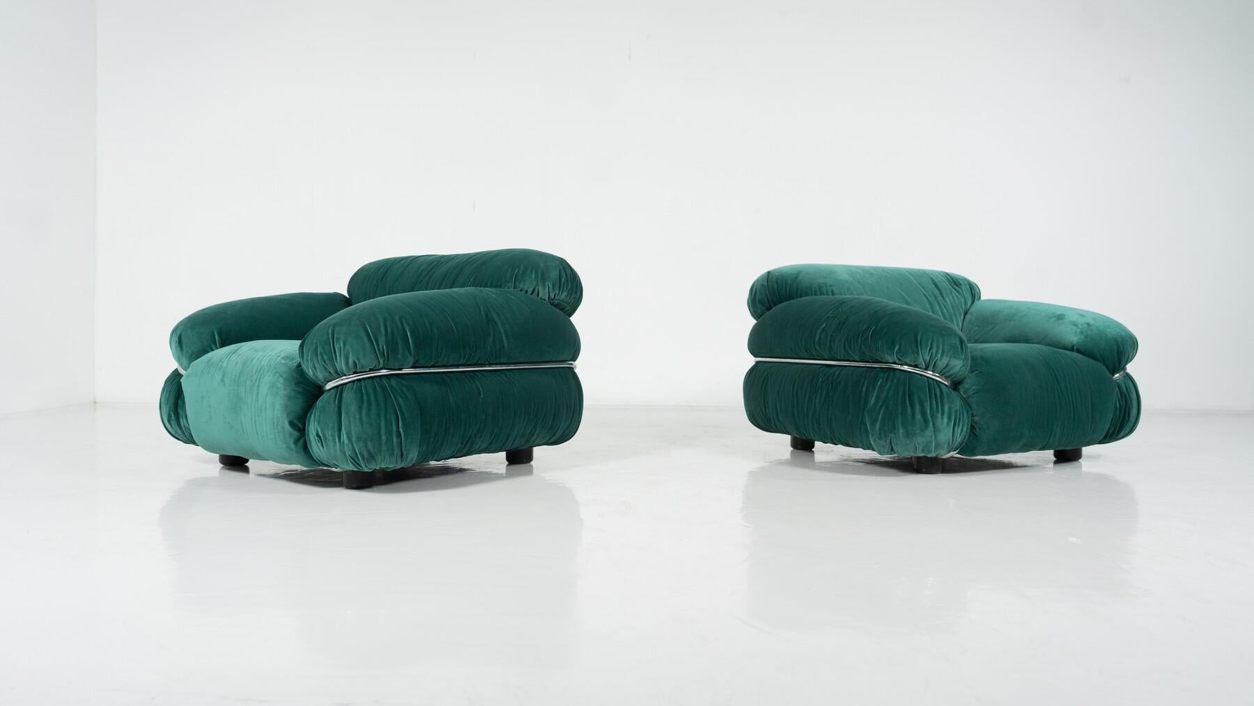 XX secolo Coppia di poltrone Sesann di metà secolo di Gianfranco Frattini per Cassina, anni '70 in vendita