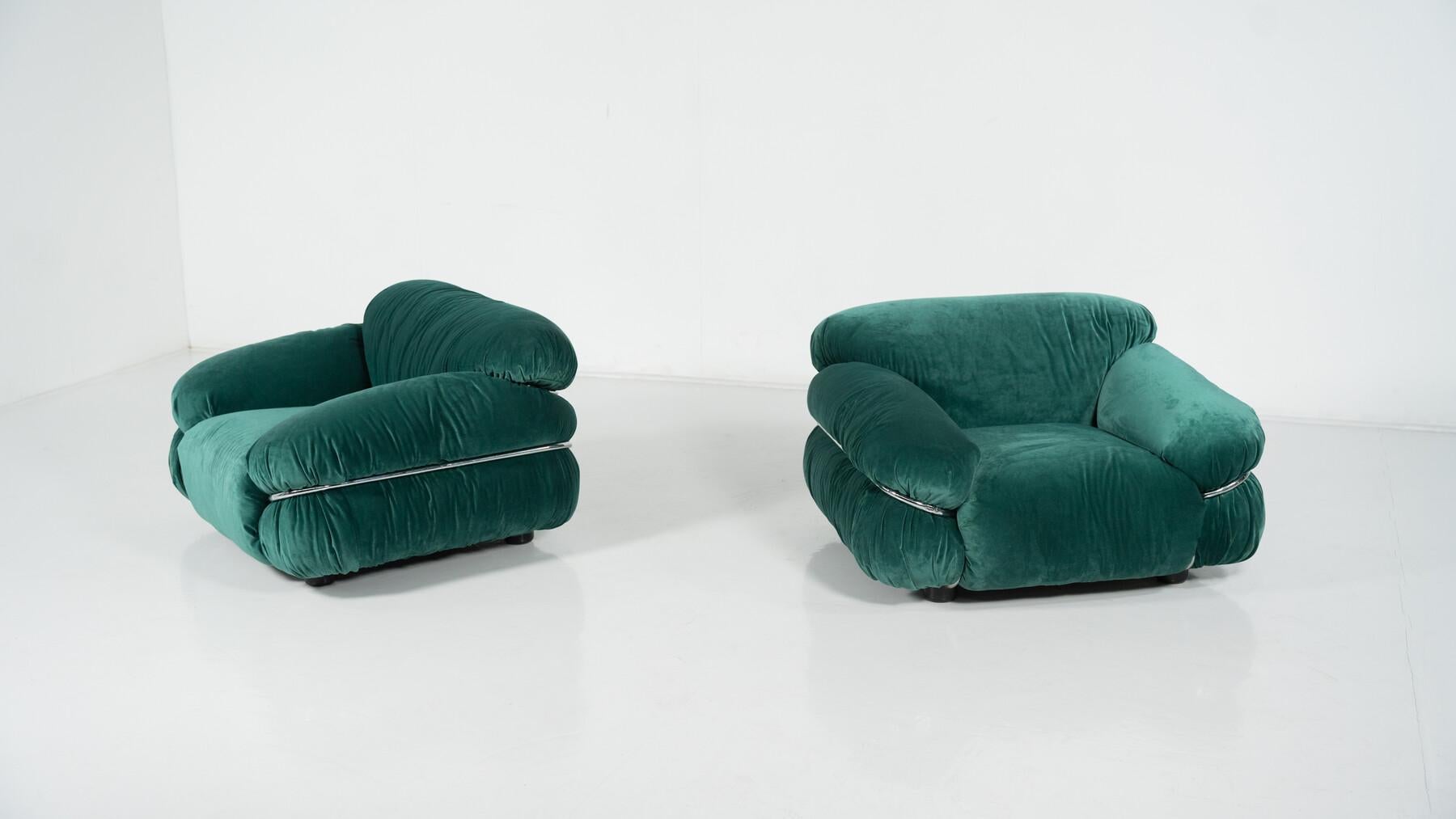 Coppia di poltrone Sesann di metà secolo di Gianfranco Frattini per Cassina, anni '70 in vendita 2