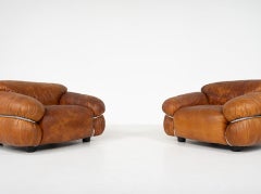 Mid-Century Pair of Sesann Armchairs by Gianfranco Frattini for Cassina, Italy