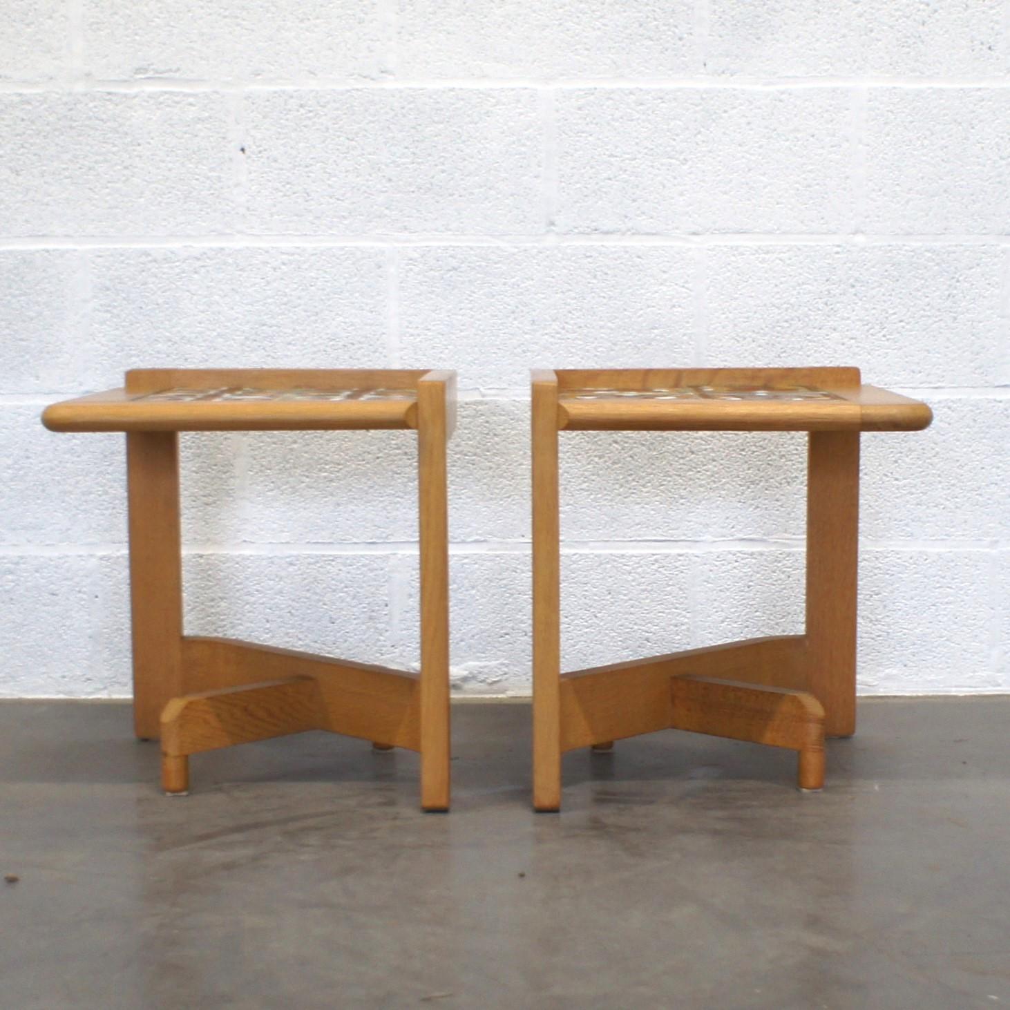 20th Century Mid Century pair of side tables by Guillerme et Chambron for 