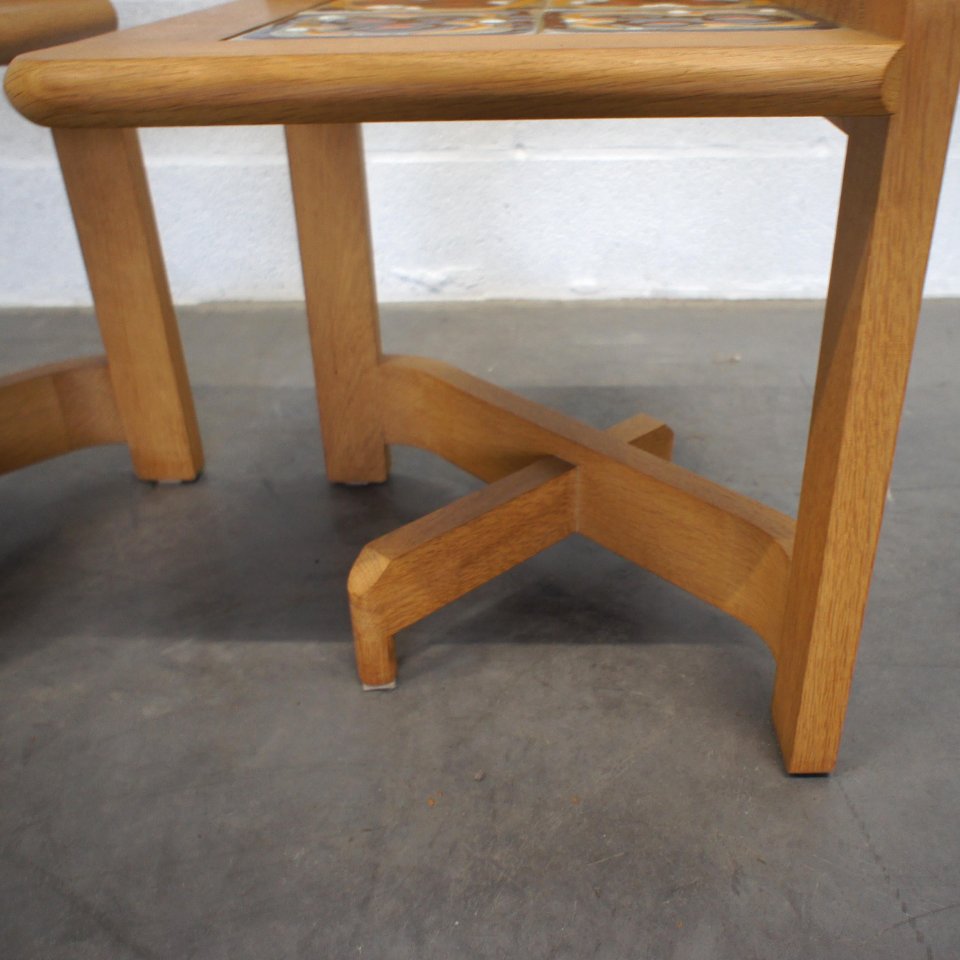 Mid Century pair of side tables by Guillerme et Chambron for 