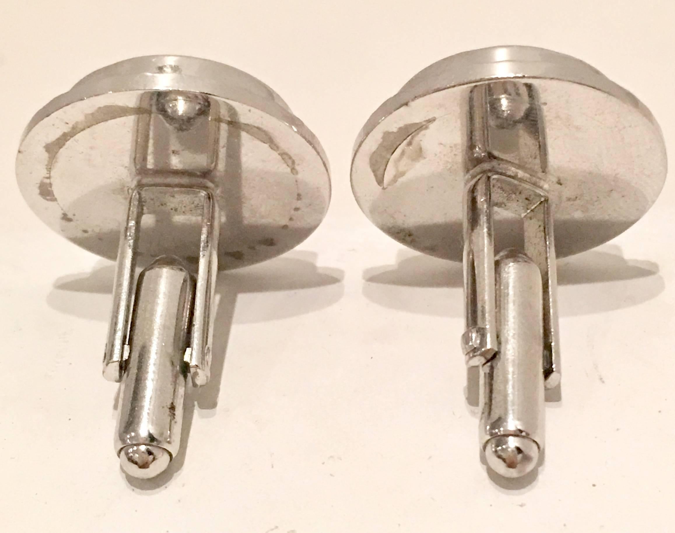 Mid-Century Pair Of Silver & Crystal 