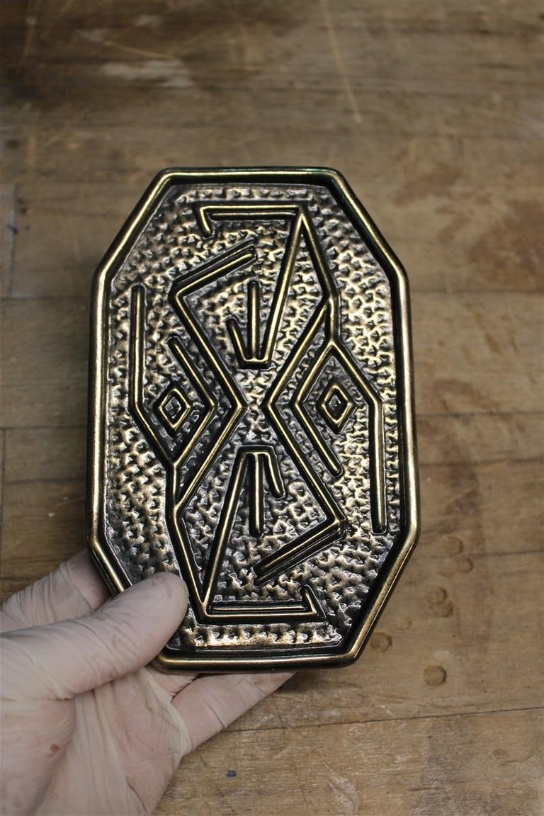 Mid-century pair of Solid Brass Handles with Geometric designs Italian ...