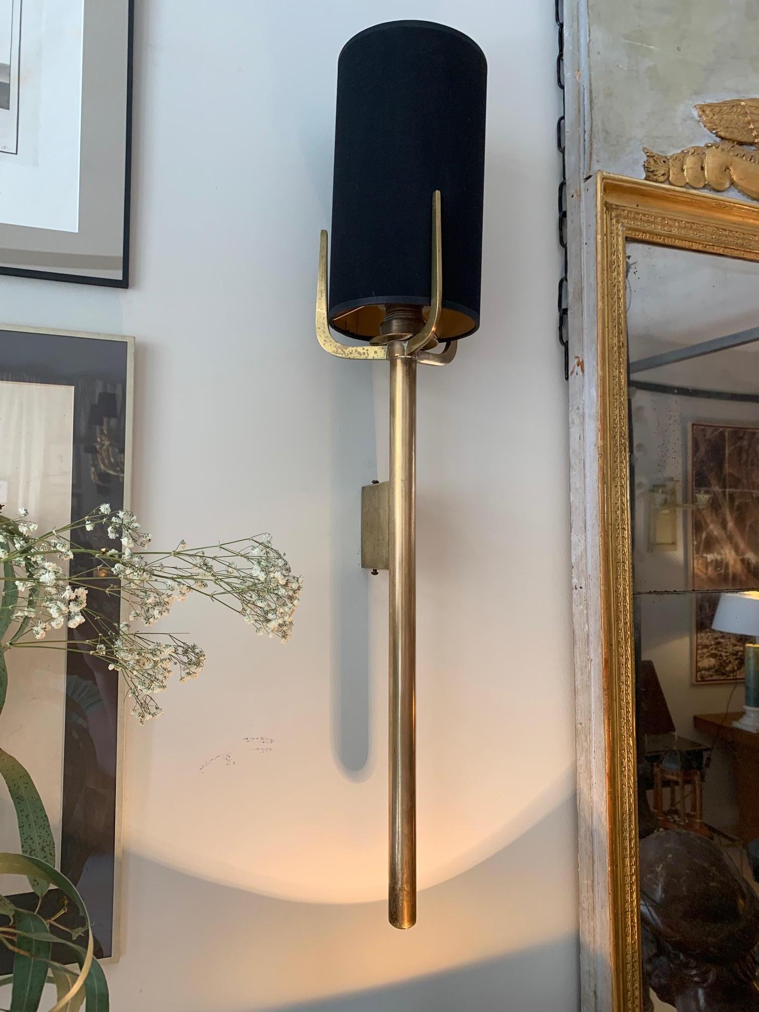 Mid Century Pair of Spanish Torchère Brass Wall Sconces 5