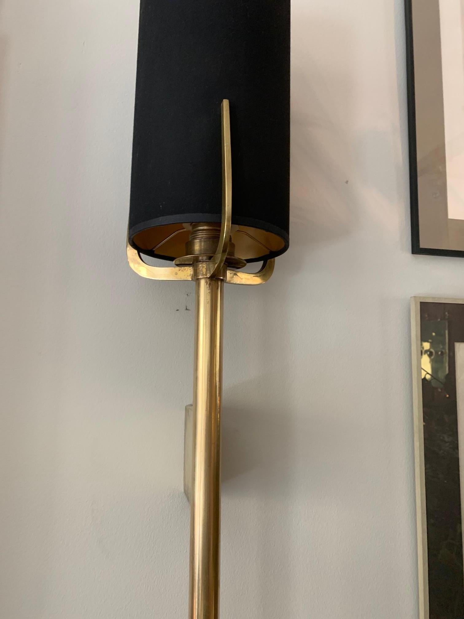 Mid Century Pair of Spanish Torchère Brass Wall Sconces 7