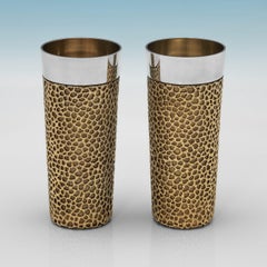 Mid Century Pair of Sterling Silver Gilt Beakers, Stuart Devlin, London 1971