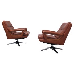 Mid-Century Pair of Swivel Lounge Chairs by Carl Straub, 1960s