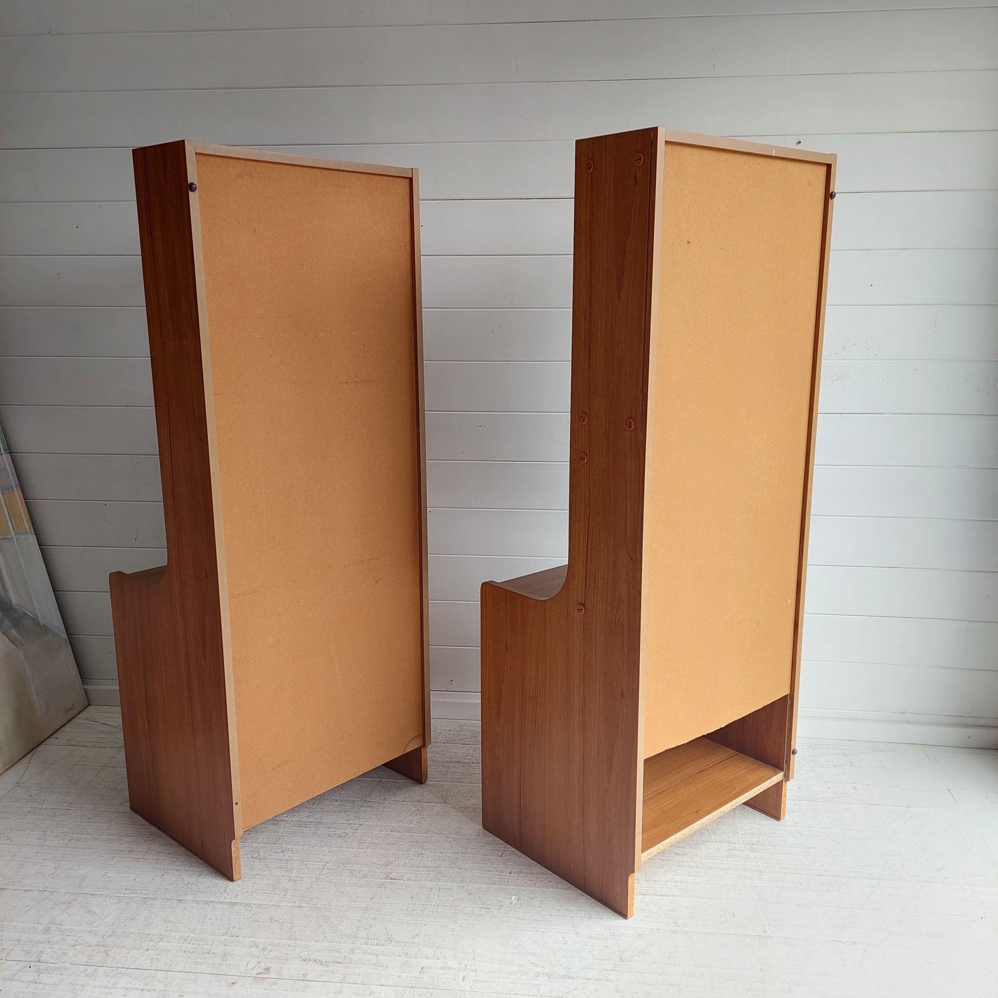 Mid Century Pair of Teak effect Bedside Tables shelving units by Schreiber, 70s 8