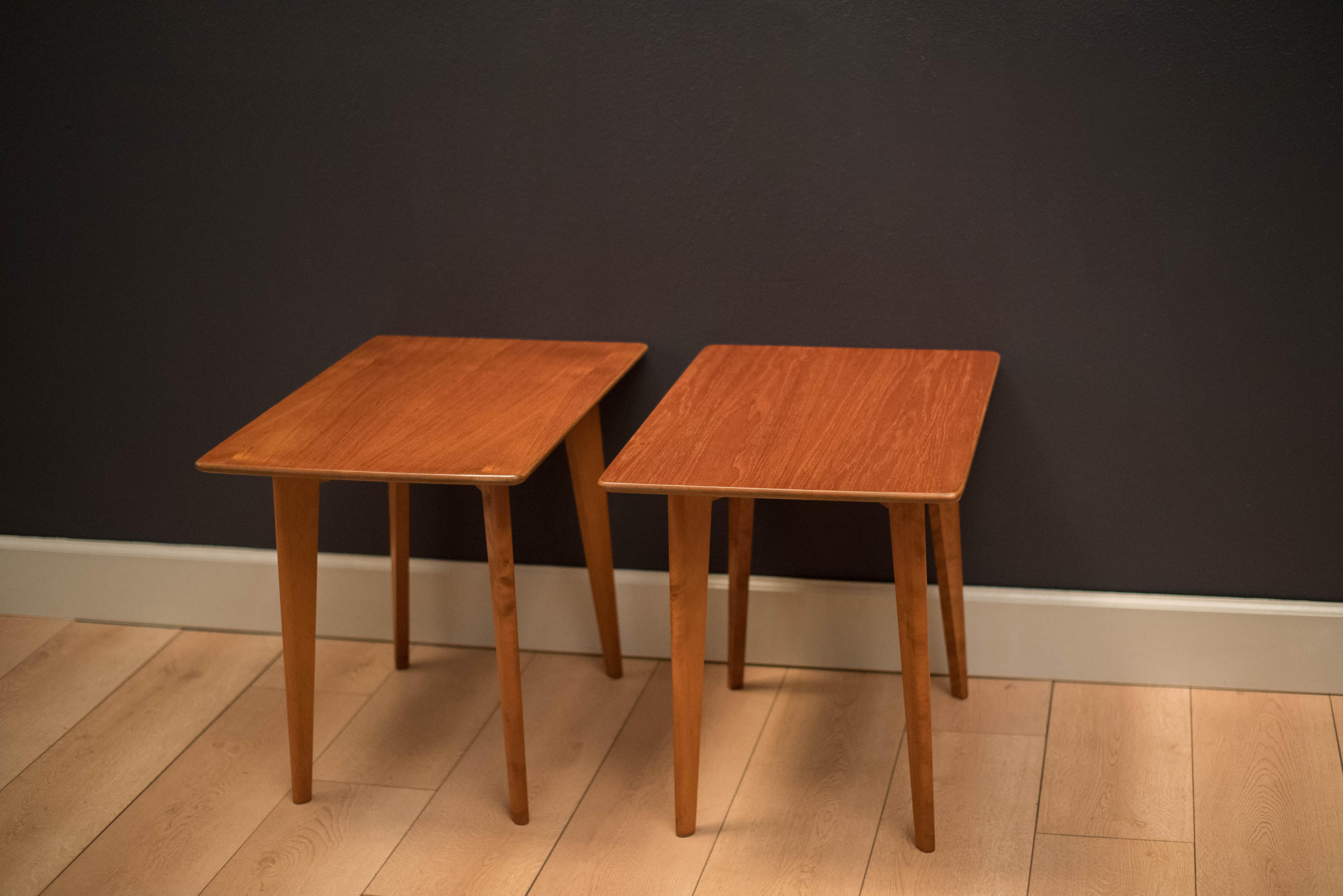 Swedish Mid Century Pair of Teak End Tables by DUX