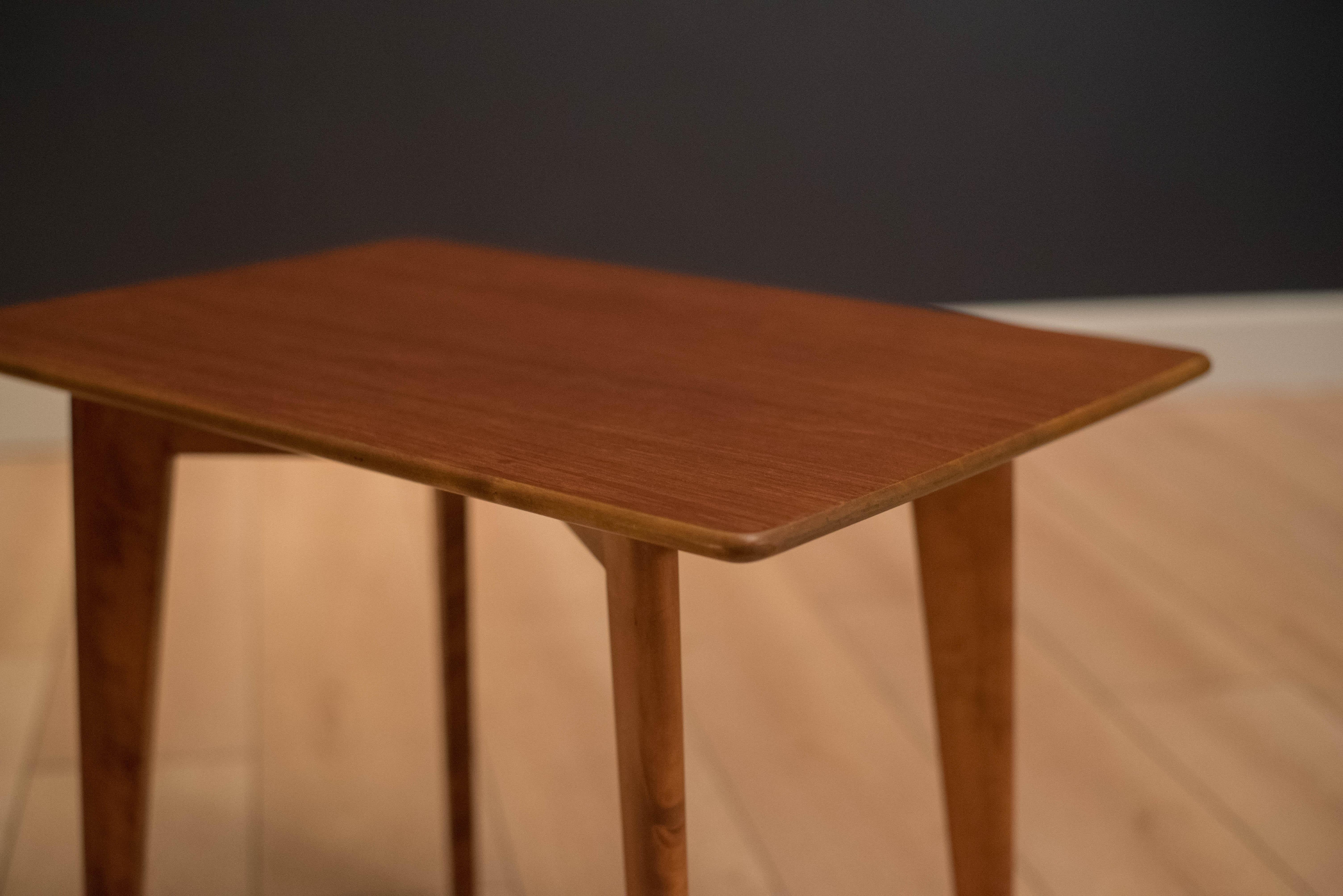 Mid Century Pair of Teak End Tables by DUX In Good Condition In San Jose, CA