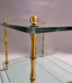 Baker Furniture Company Brass Tables Mid Century Two-Tiered Glass Shelves 1960s