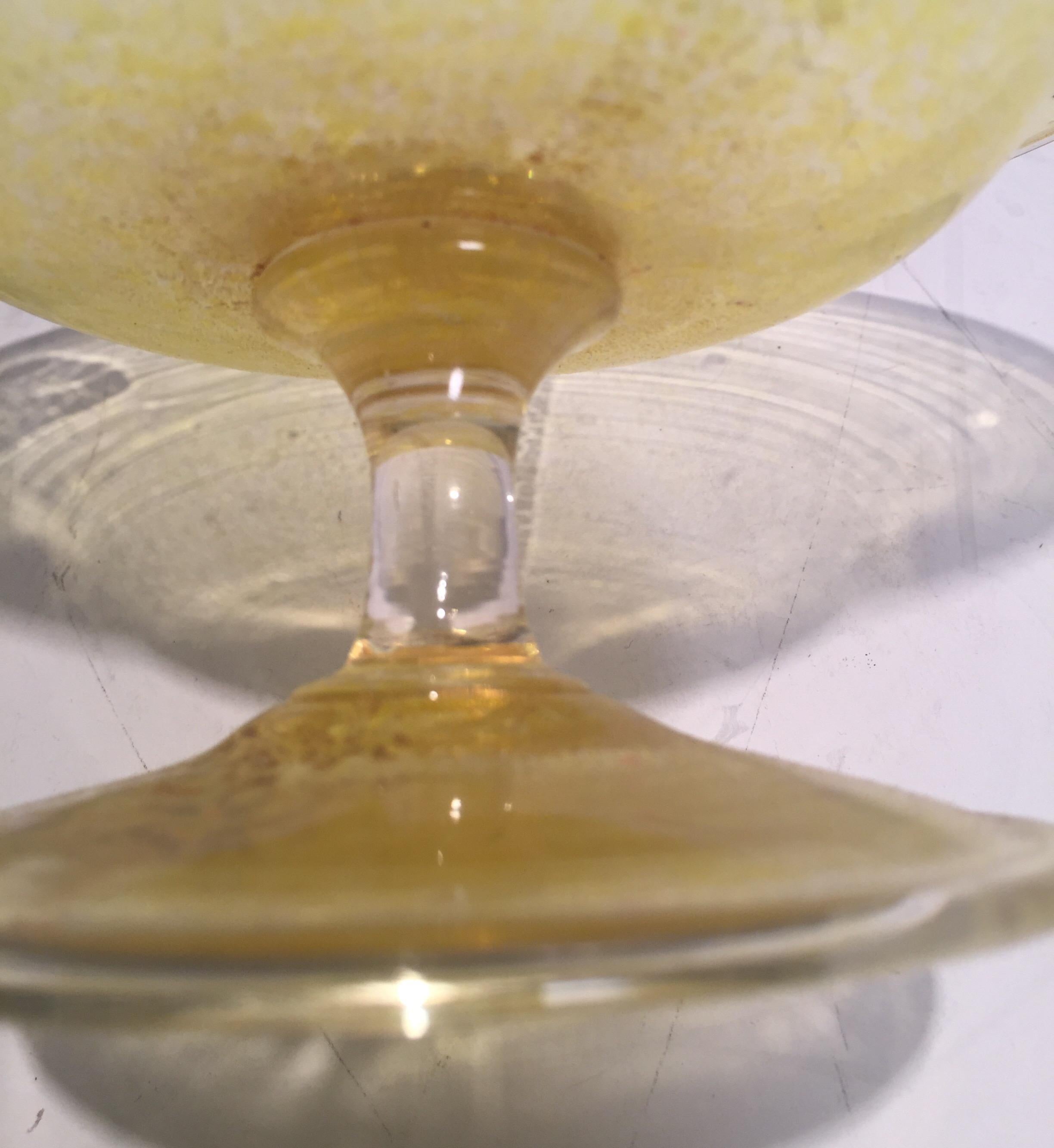 Glass Midcentury Pair of Venetian Amber Compote Tazza, 1950