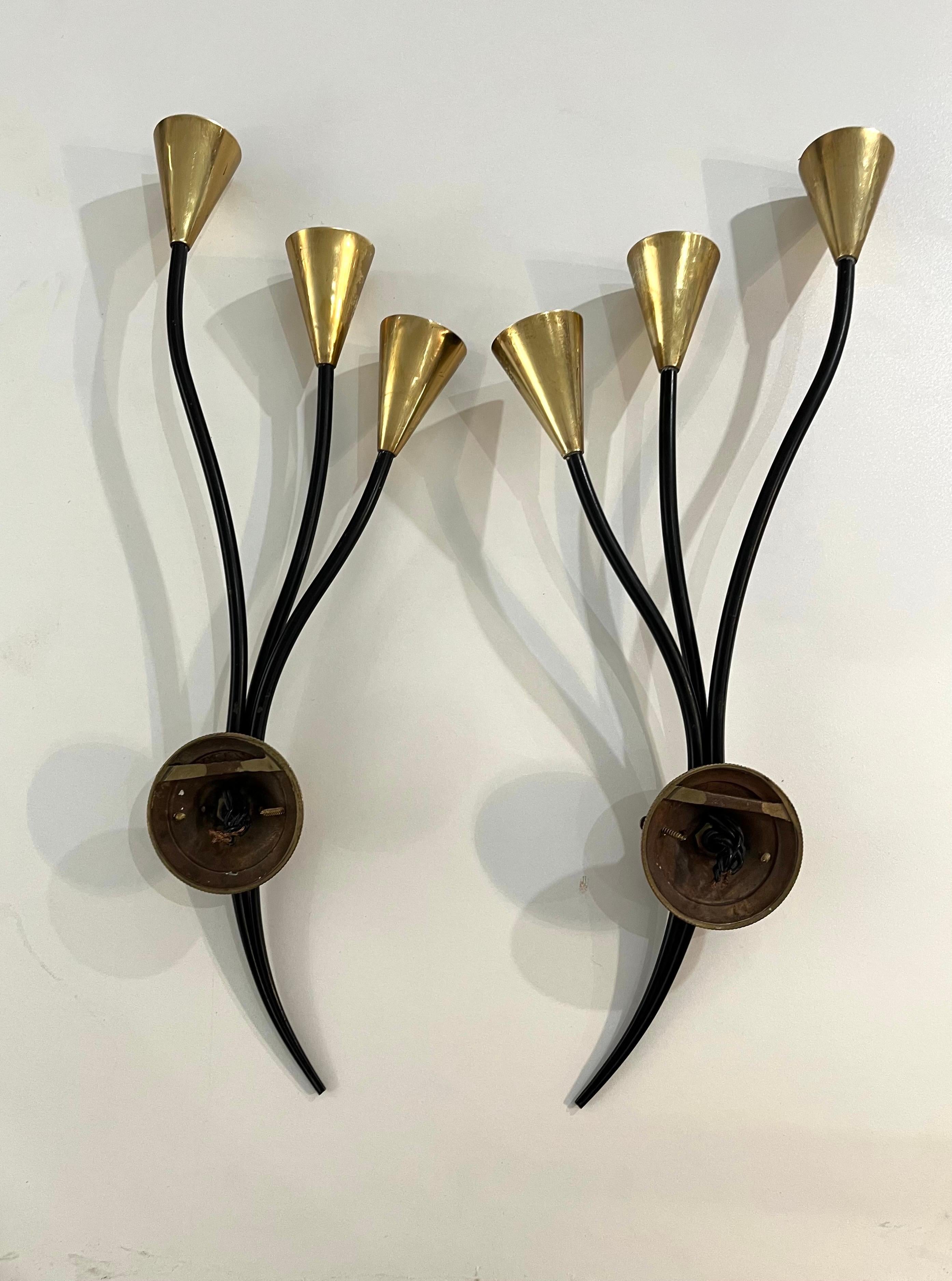Coppia di lampade da parete Sconce del Mid Century  Maison Lunel Model Arum in vendita 10