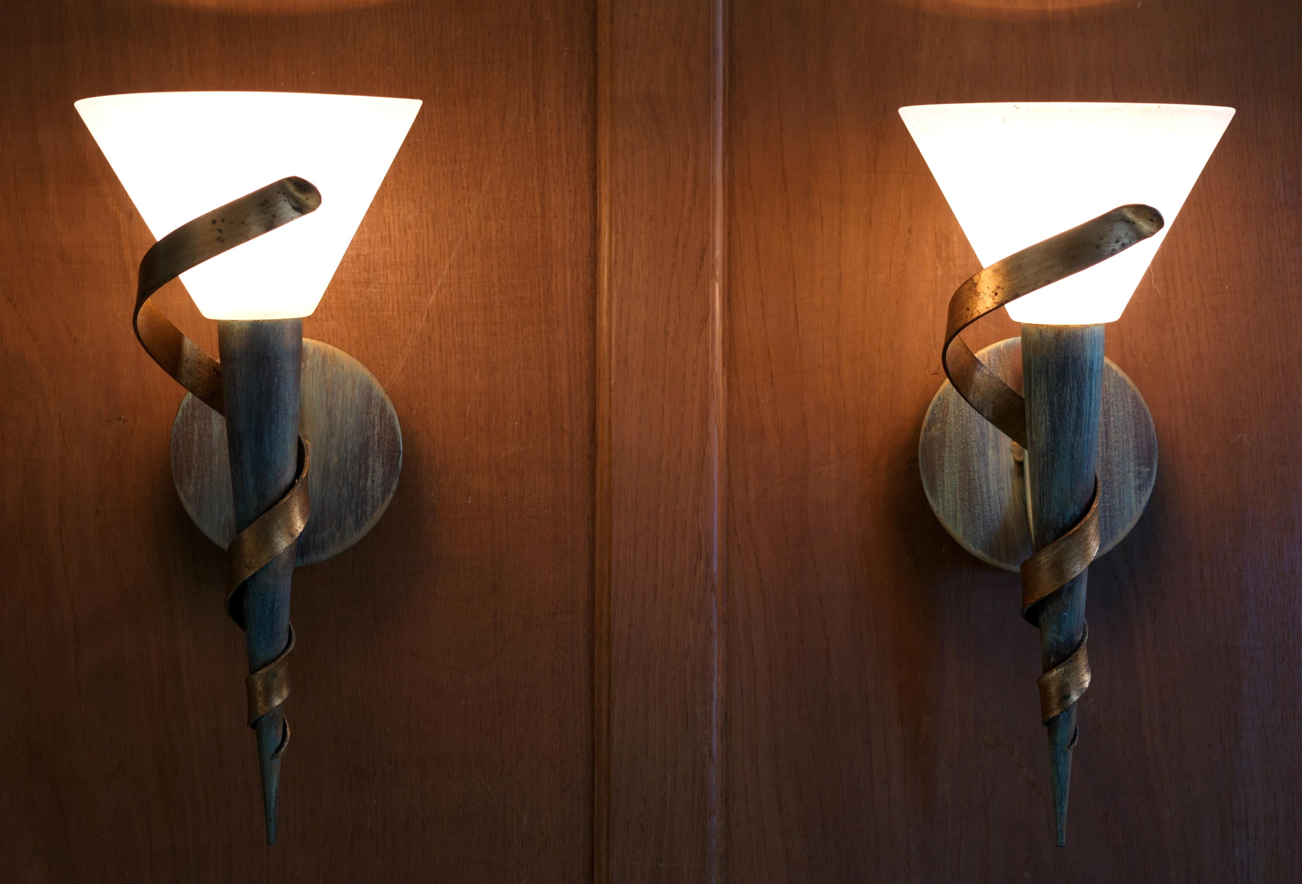 Mid-Century Modern Mid-Century Pair of Wall Sconces, 1970s For Sale