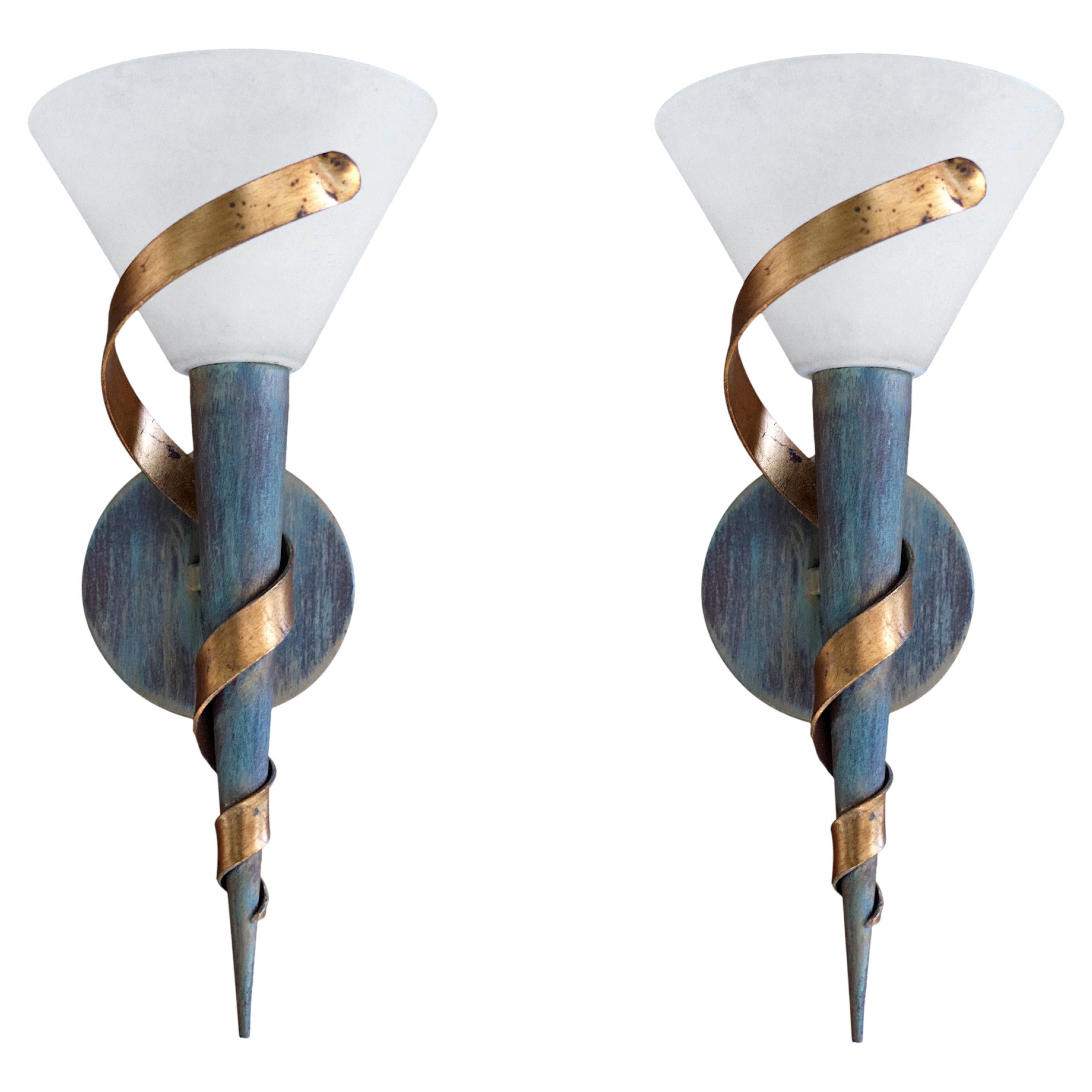 Mid-Century Pair of Wall Sconces, 1970s For Sale