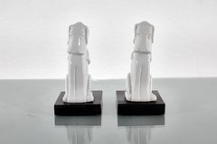 Mid-Century Pair of White Porcelain Dogs Sculpture 1970s Italy