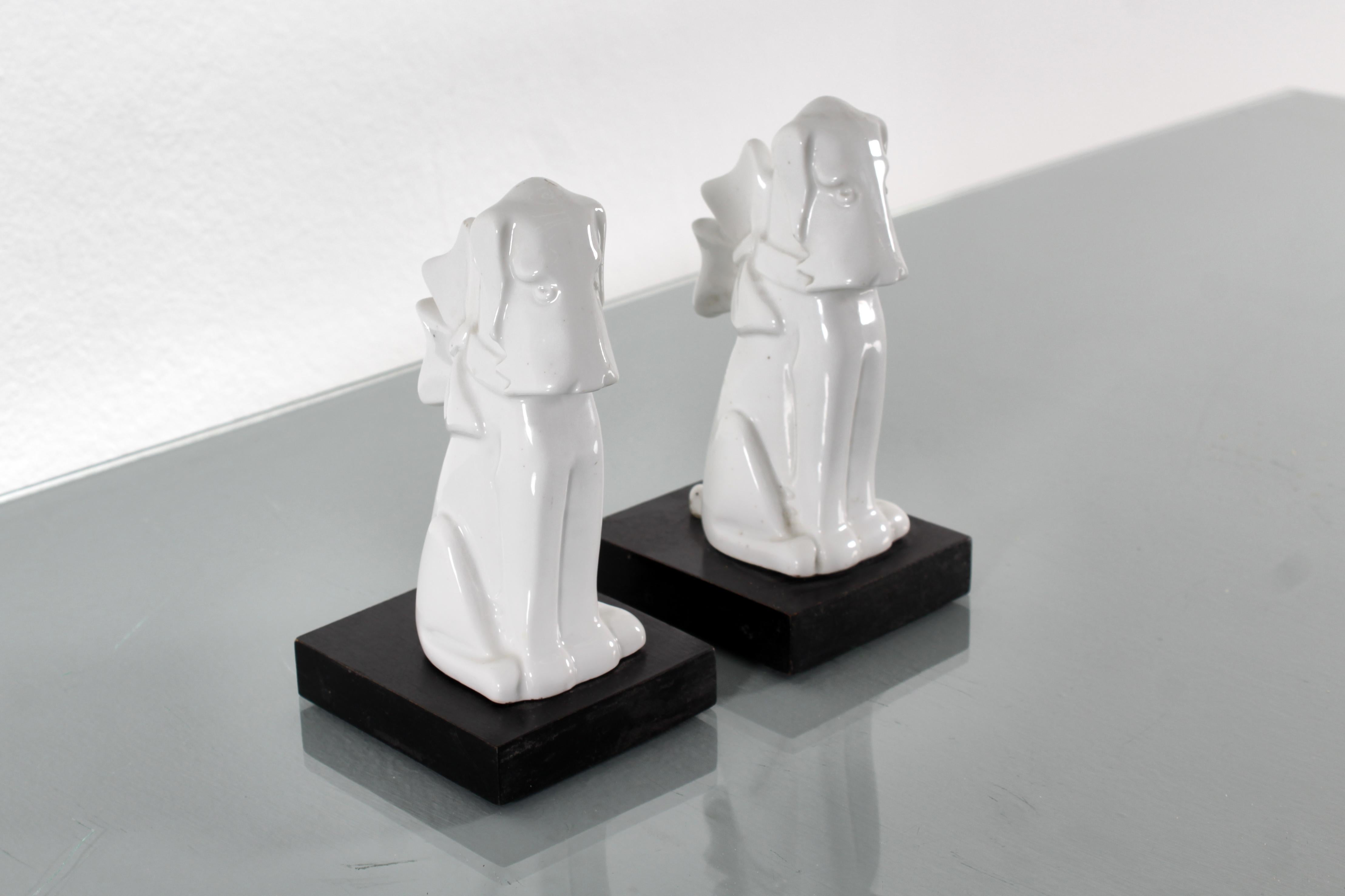 Mid-Century Pair of White Porcelain Dogs Sculpture 1970s Italy For Sale 2