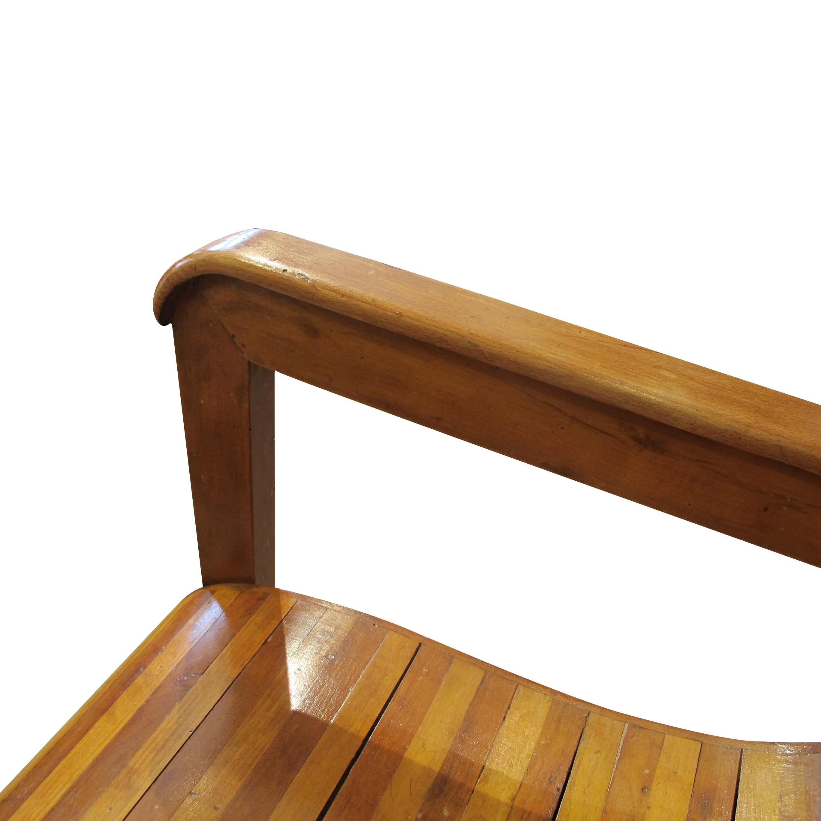 Mid-Century Pair of Wood-Slatted Curved Chair, Italian For Sale 5