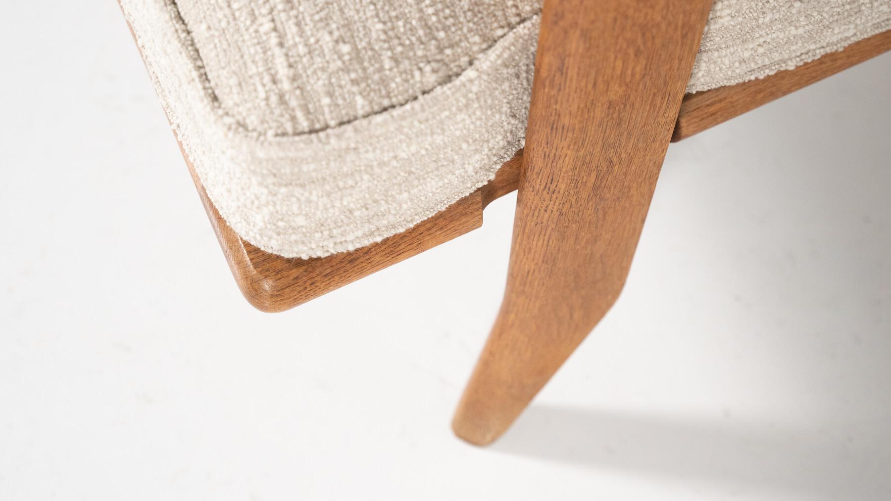 Mid-Century Pair of Wooden Armchairs by Guillerme & Chambron, France, 1960s For Sale 5