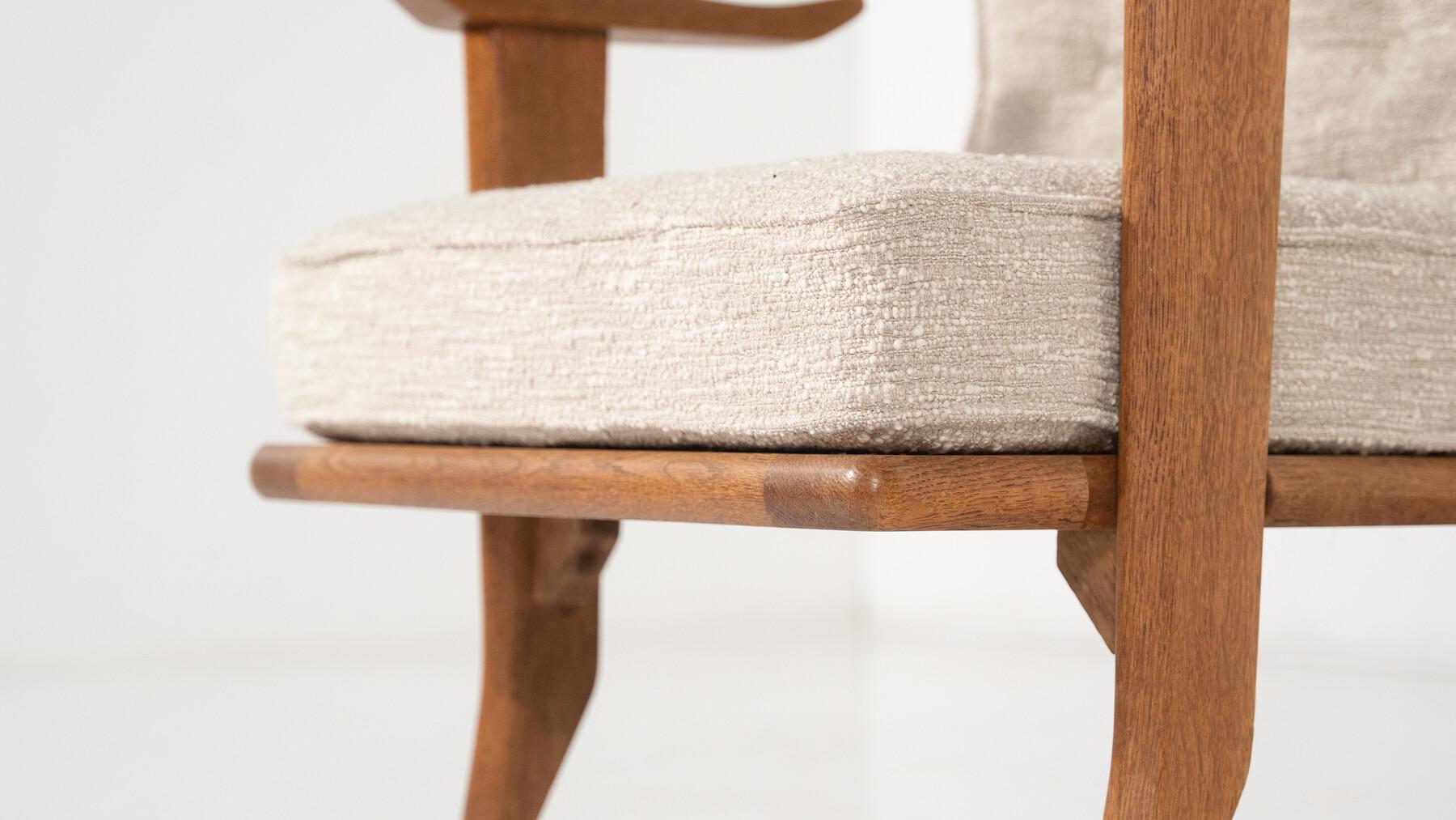 Mid-Century Pair of Wooden Armchairs by Guillerme & Chambron, France, 1960s For Sale 8