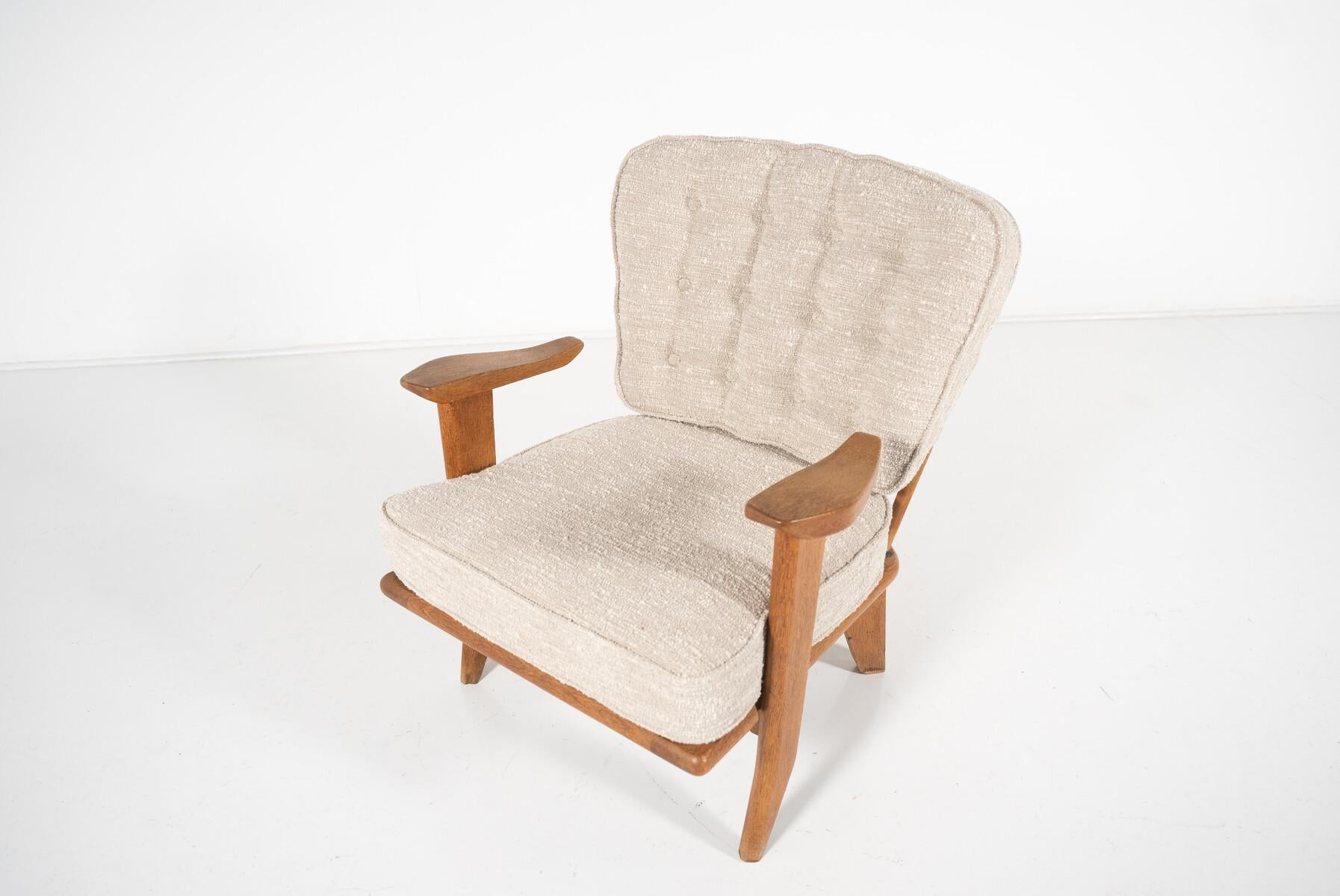 Mid-Century Pair of Wooden Armchairs by Guillerme & Chambron, France, 1960s For Sale 10