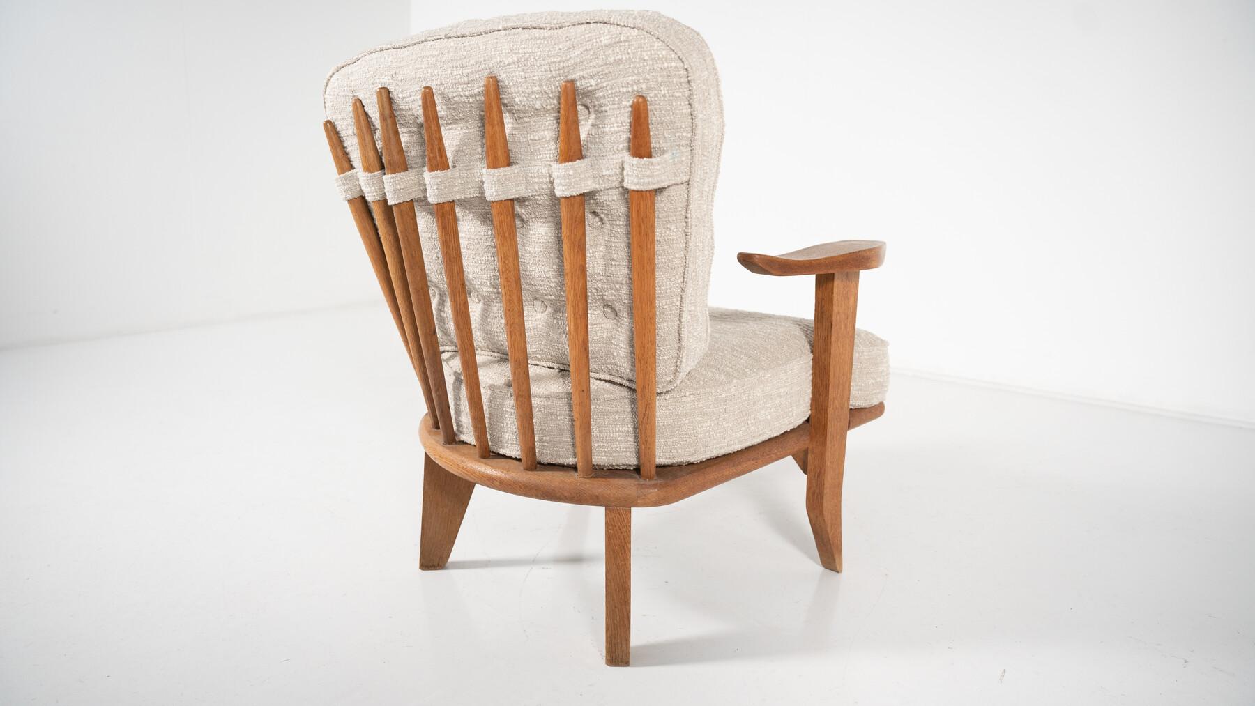 Mid-Century Modern Mid-Century Pair of Wooden Armchairs by Guillerme & Chambron, France, 1960s For Sale