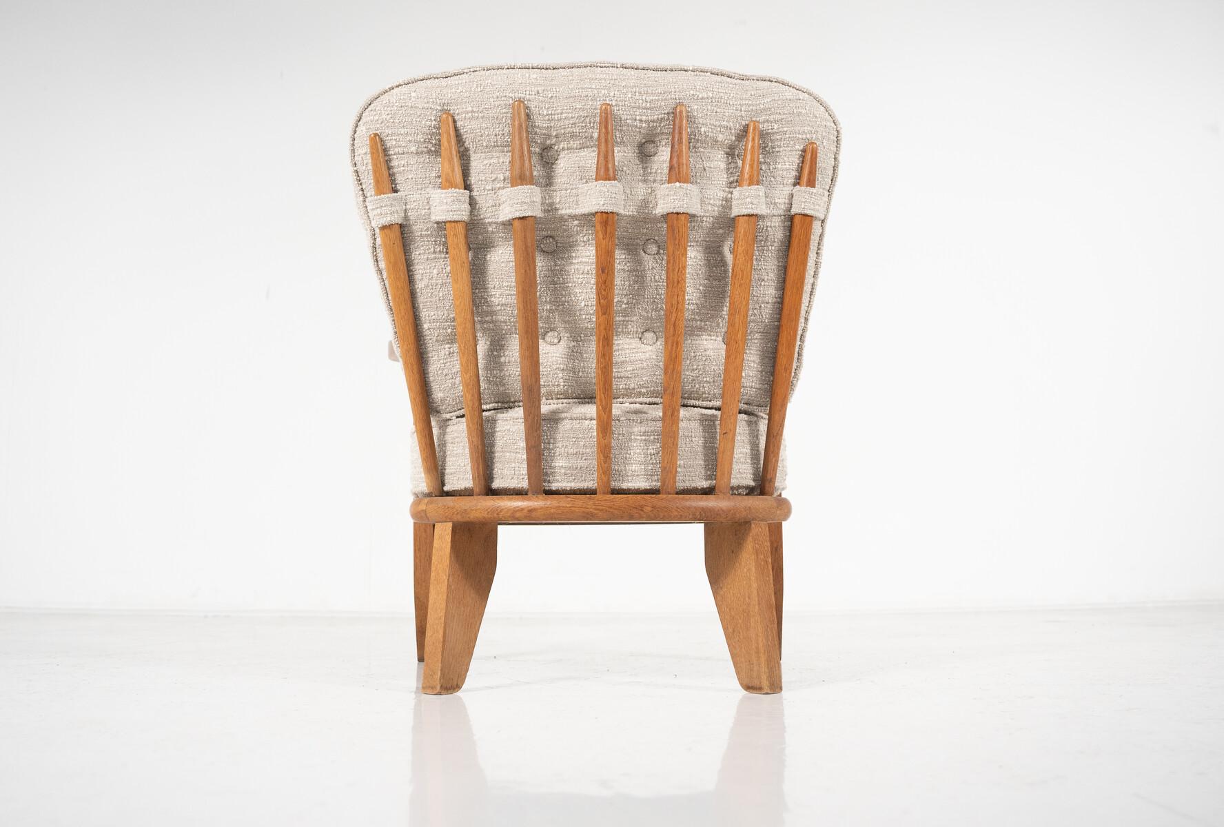 Mid-Century Pair of Wooden Armchairs by Guillerme & Chambron, France, 1960s For Sale 1