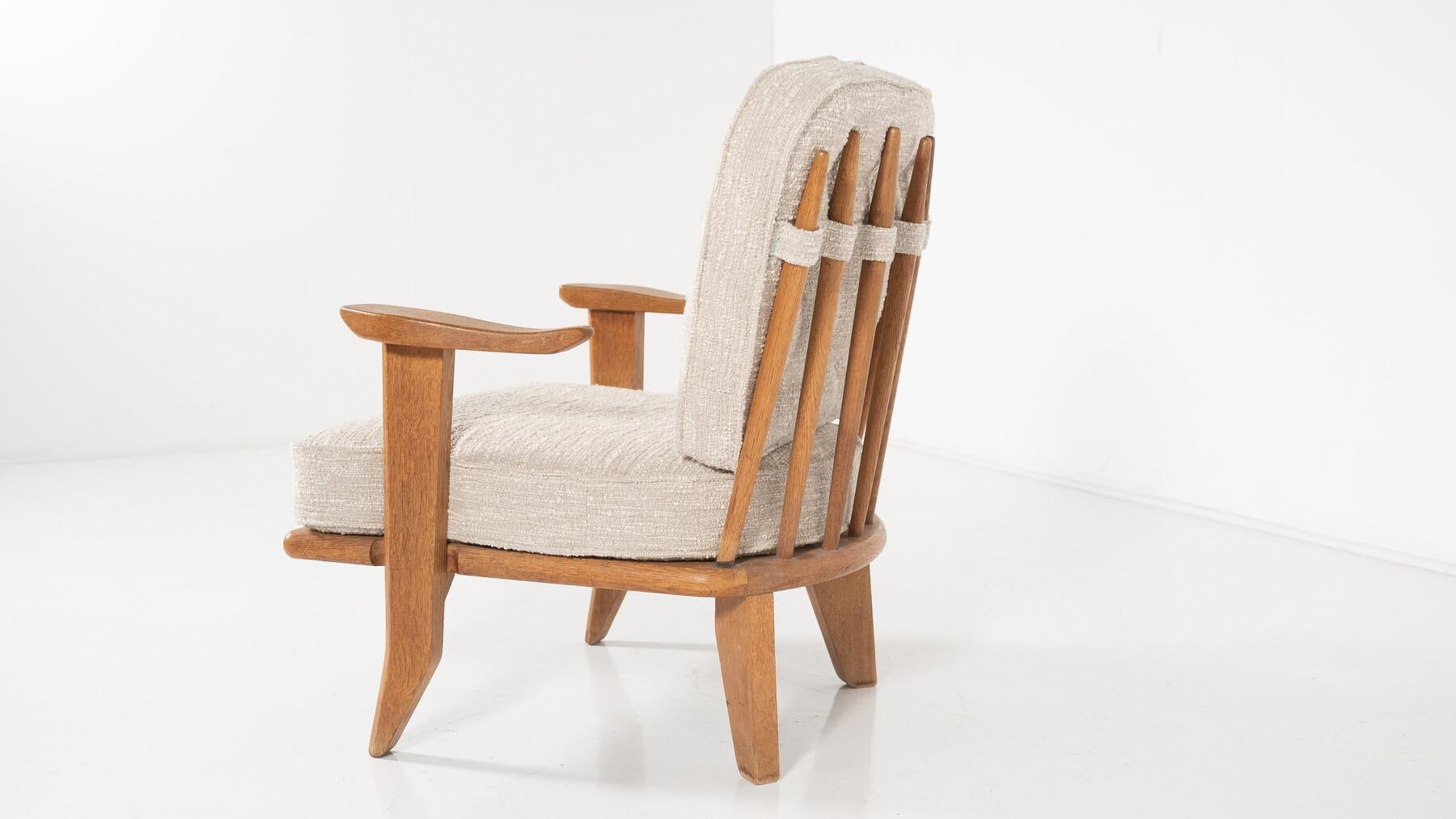Mid-Century Pair of Wooden Armchairs by Guillerme & Chambron, France, 1960s For Sale 3