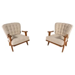Paire de fauteuils en bois du milieu du siècle par Guillerme & Chambron, France, années 1960