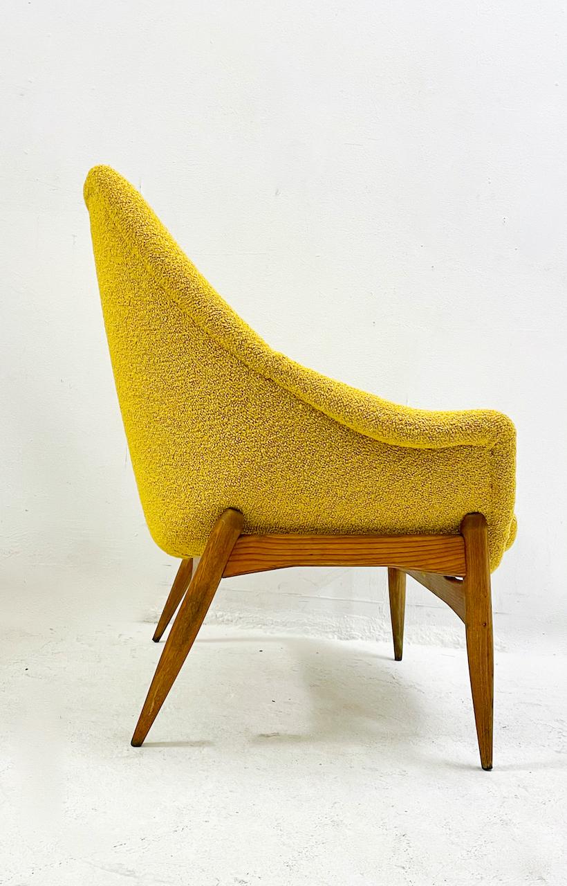 Mid-20th Century Mid-Century Pair of Yellow Fabric Armchairs by Julia Gaubek, Hungary, 1950s For Sale