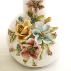 Mid century Pair Ornaments of Ceramic Vases from Bassano, Hand-painted-crafted