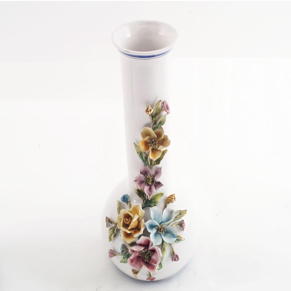 Mid-Century Modern Mid century Pair Ornaments of Ceramic Vases from Bassano, Hand-painted-crafted For Sale