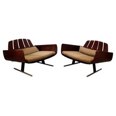 Vintage Mid Century Pair Rosewood Brazilian Lounge Presedencial Chairs Jorge Zalszupin