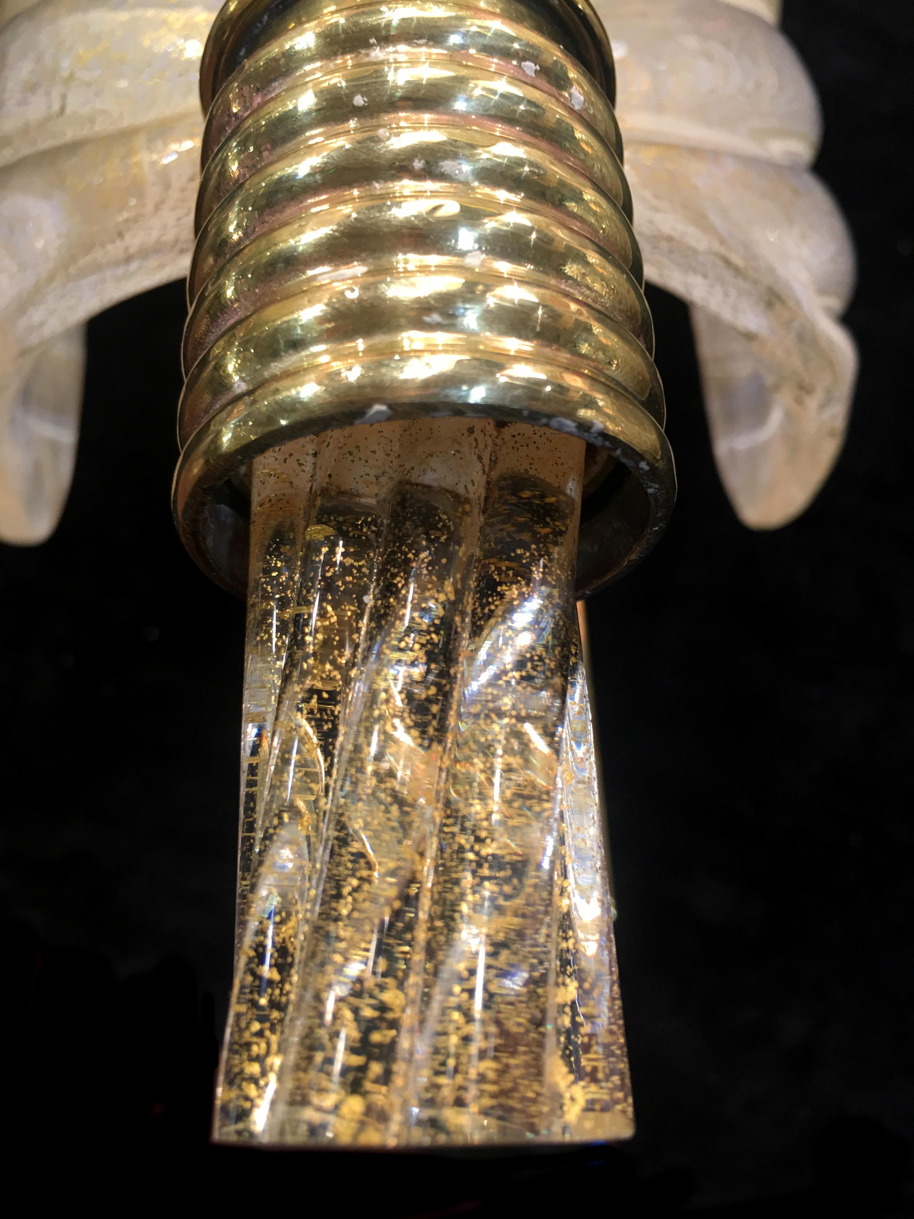 20ième siècle Paire d'appliques du milieu du siècle dernier en or 24 carats par Barovier & Toso, Murano, années 1980