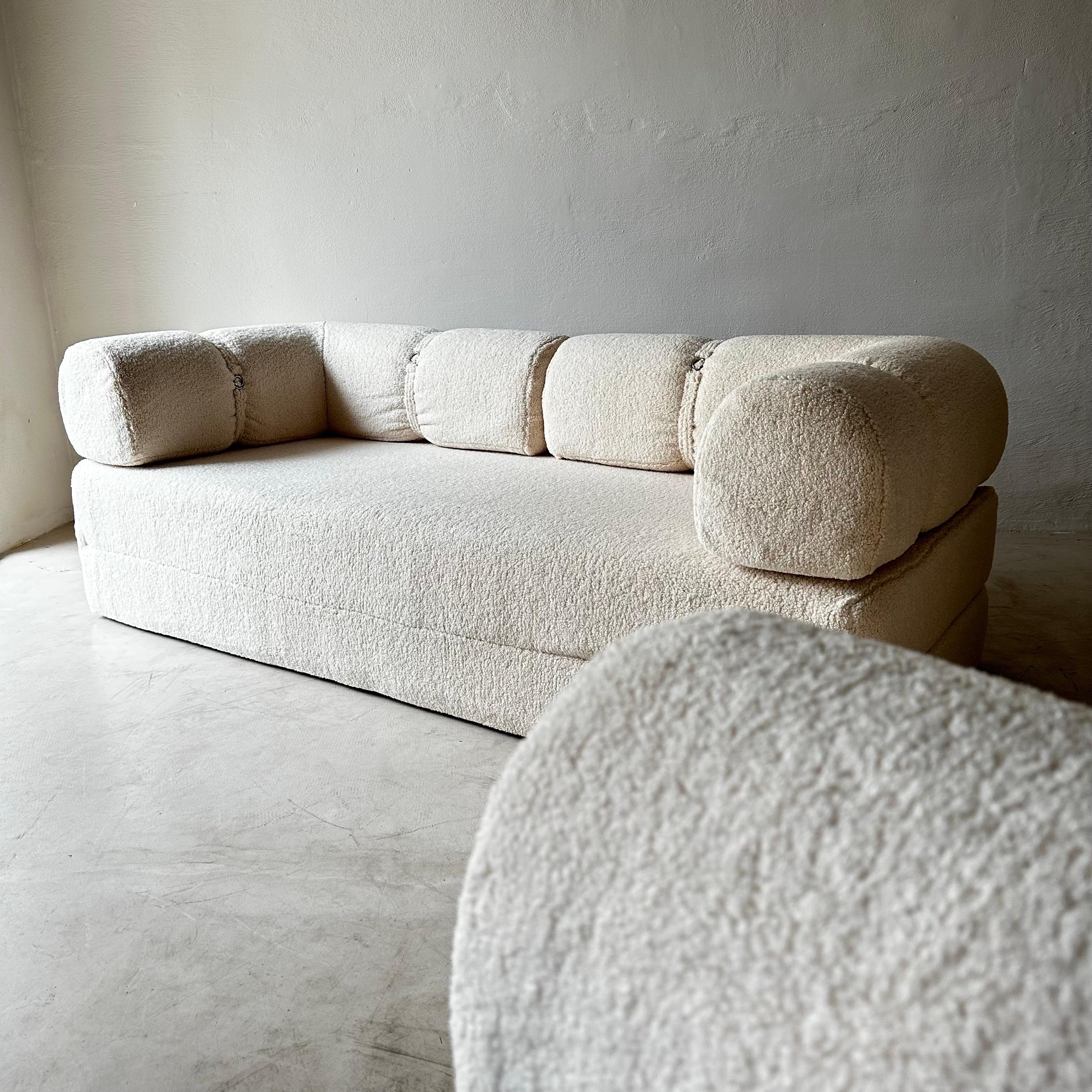 Faux Fur Mario Bellini Style Sofa's Daybeds Two Pieces Available, Italy, 1970s For Sale