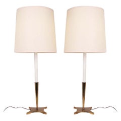 Mid Century Pair Tall Stiffel Brass Candlestick Lamps Tommi Parzinger